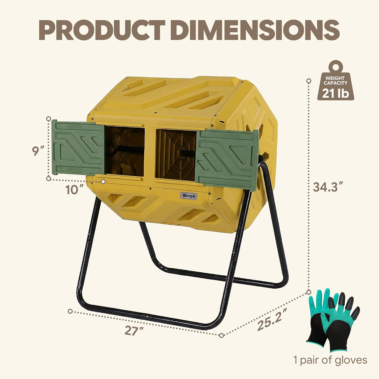 Detalle de Werph Outdoor Compost Bin, 43 Gallons