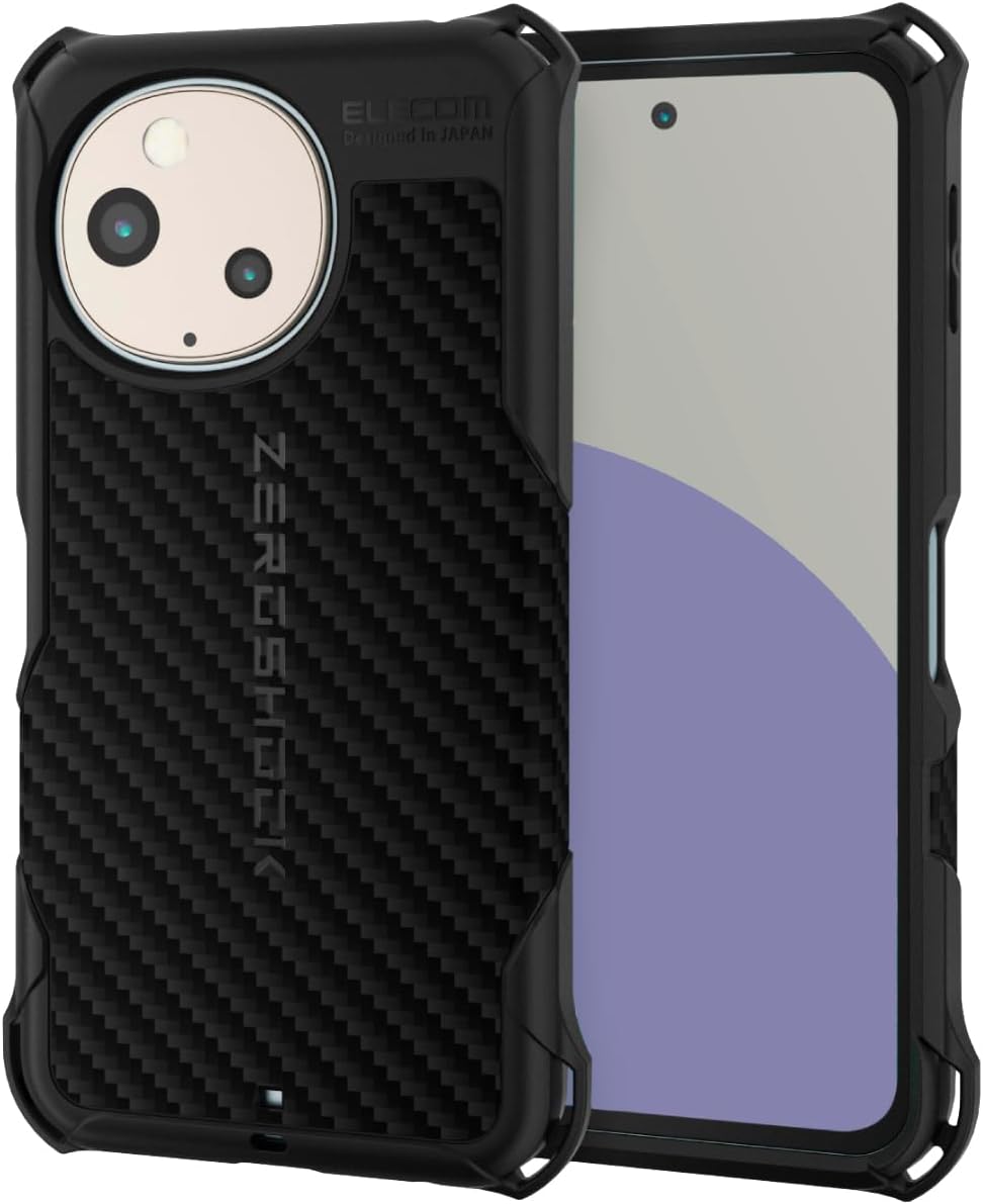 Detalle de エレコム PMWS244ZEROGBK AQUOS sense9用ZEROSHOCKケース、四つ角ダンパー・ハニカム構造・グリップ加工
