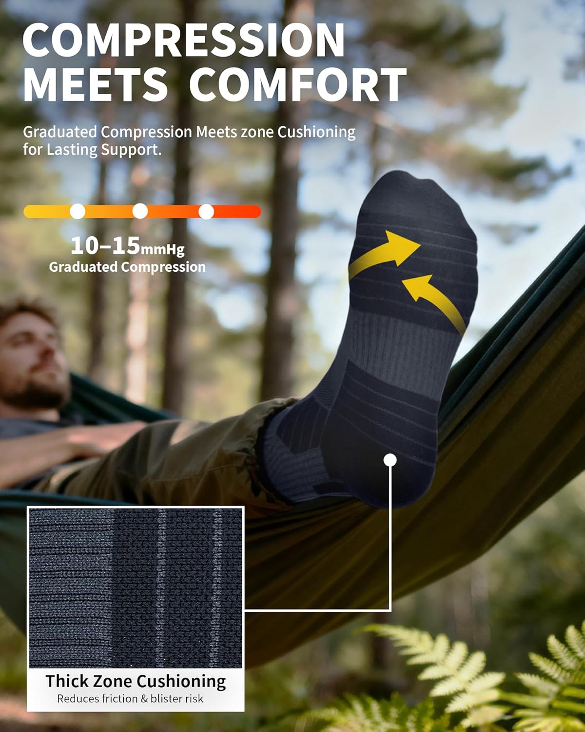 Detalle de CAMBIVO 2 Pairs Compression Running Socks for Men and Women – 10-15 mmHg, Arch Support, Moisture-Wicking Cushioned Crew Socks