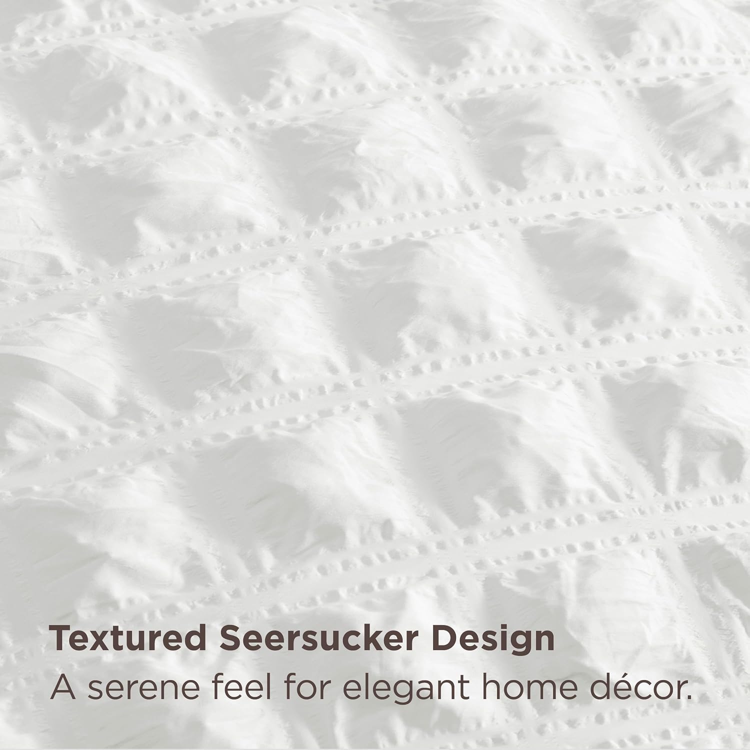 Detalle de Bedsure King Size Duvet Cover Set in White Seersucker (230x220 cm) with Zipper Closure & 2 Pillowcases