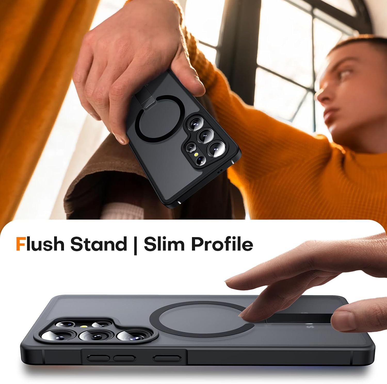 Thumbnail 6 de TOCOL Magnetic Case for Samsung Galaxy S25 Ultra with Kickstand & MagSafe Fit (Black)