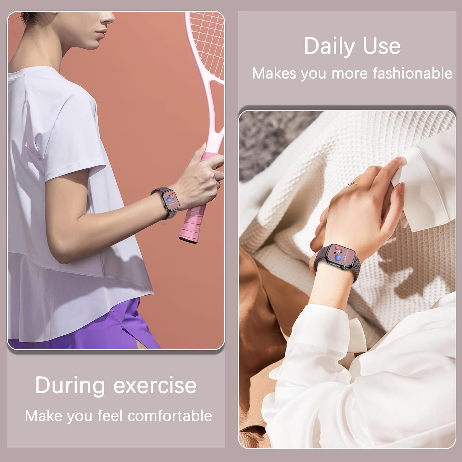 Thumbnail 4 de Hinnwer Nylon Elastic Braided Strap for Apple Watch (38–42mm) – Smoke Purple