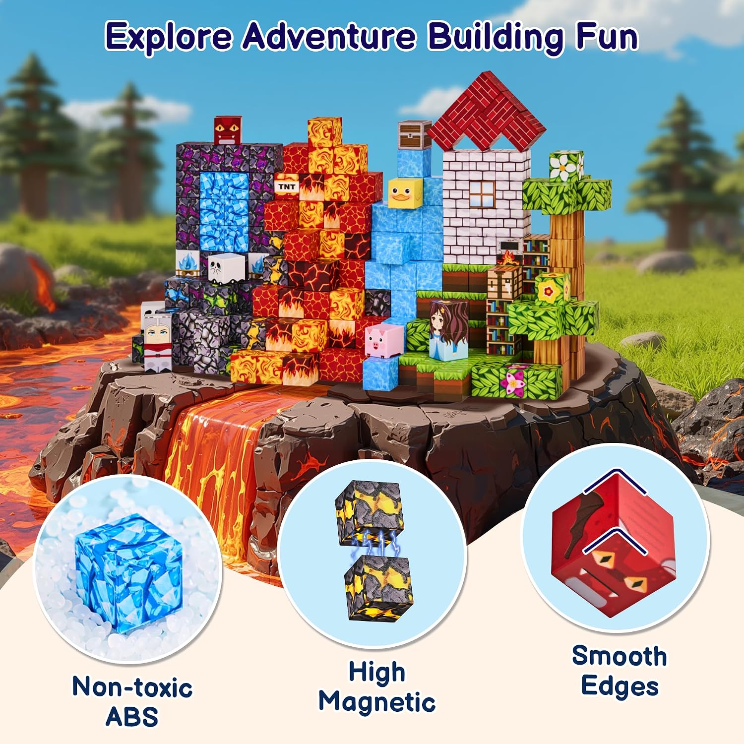 Detalle de EWED 200PCS Magnetic Blocks: STEM Building Tiles for Creative Play
