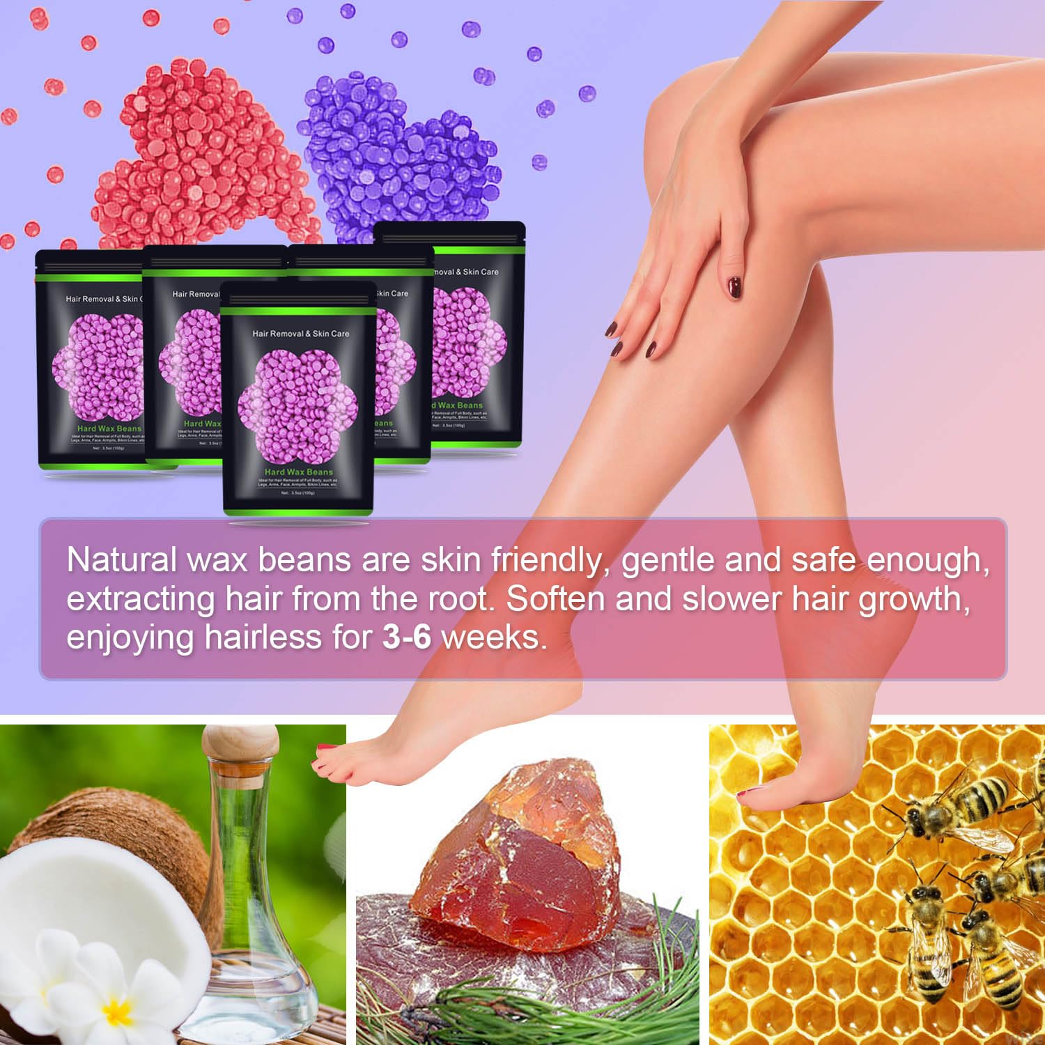 Detalle de Auperwel Wax Beads for Hair Removal — 1.1 lb Hard Wax Kit for Sensitive Skin