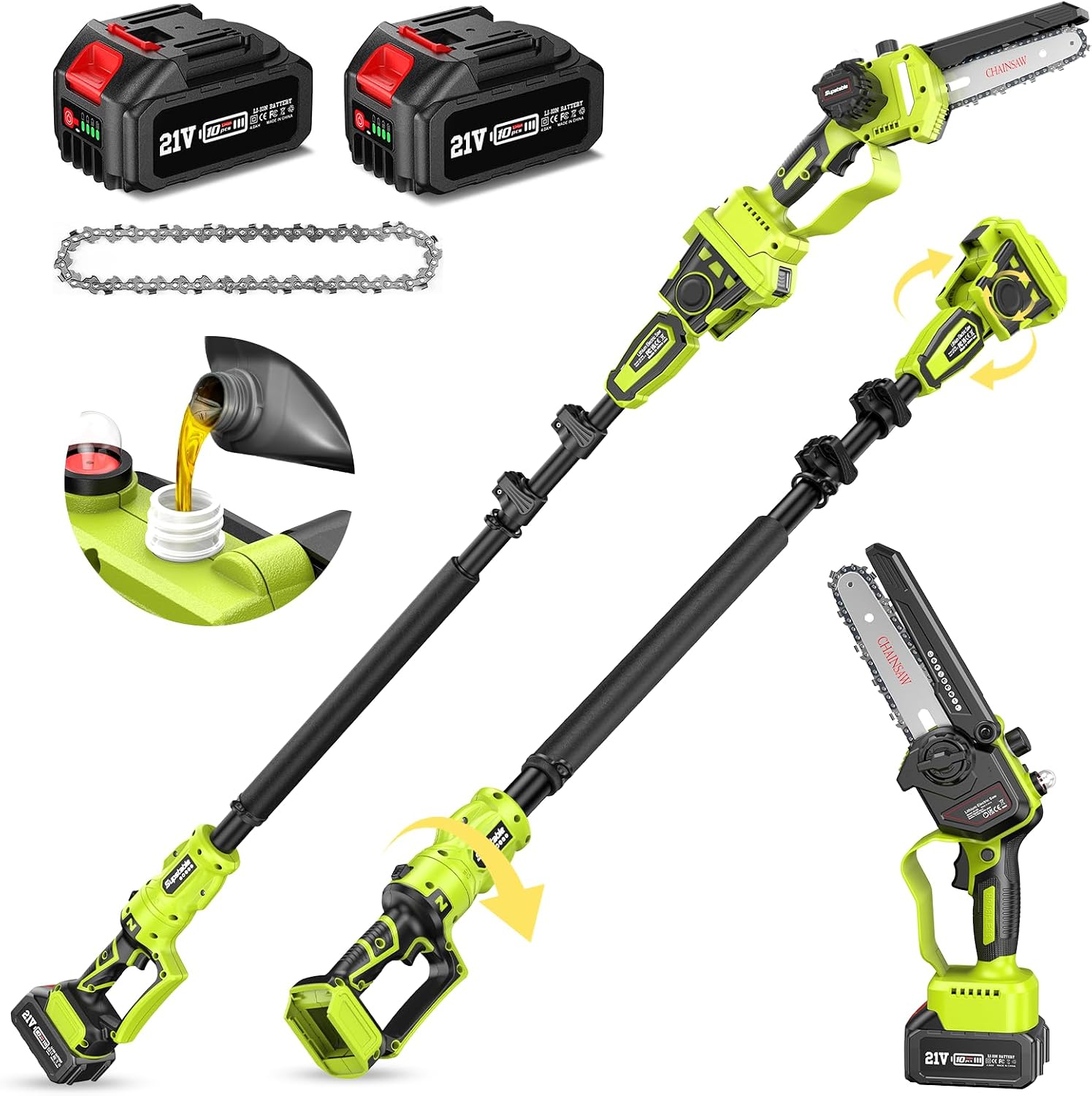 Detalle de Supstable 2-in-1 Cordless Pole Saw 15 ft, 6" 🌳