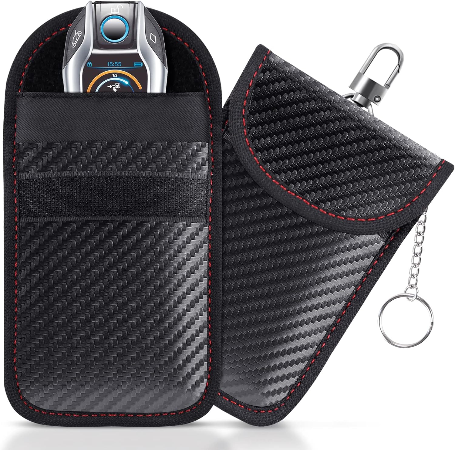 Detalle de Lanpard Faraday Bag for Key Fob (2 Pack) — Carbon Fiber Shielding for Car Key Security