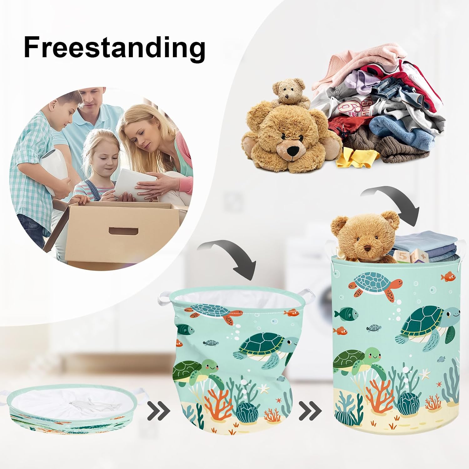 Thumbnail 2 de HUUMONSS Sea Animals Storage Basket 63L