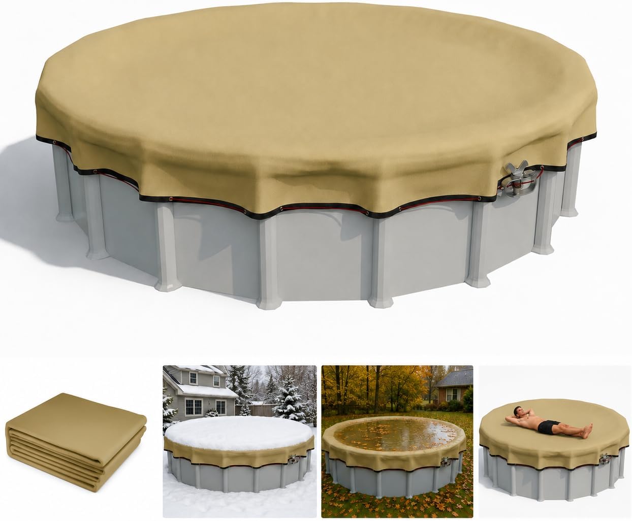 Thumbnail 6 de HydrGeara PCW-28BE 28-Foot Round Winter Pool Cover, 500D, 195 GSM