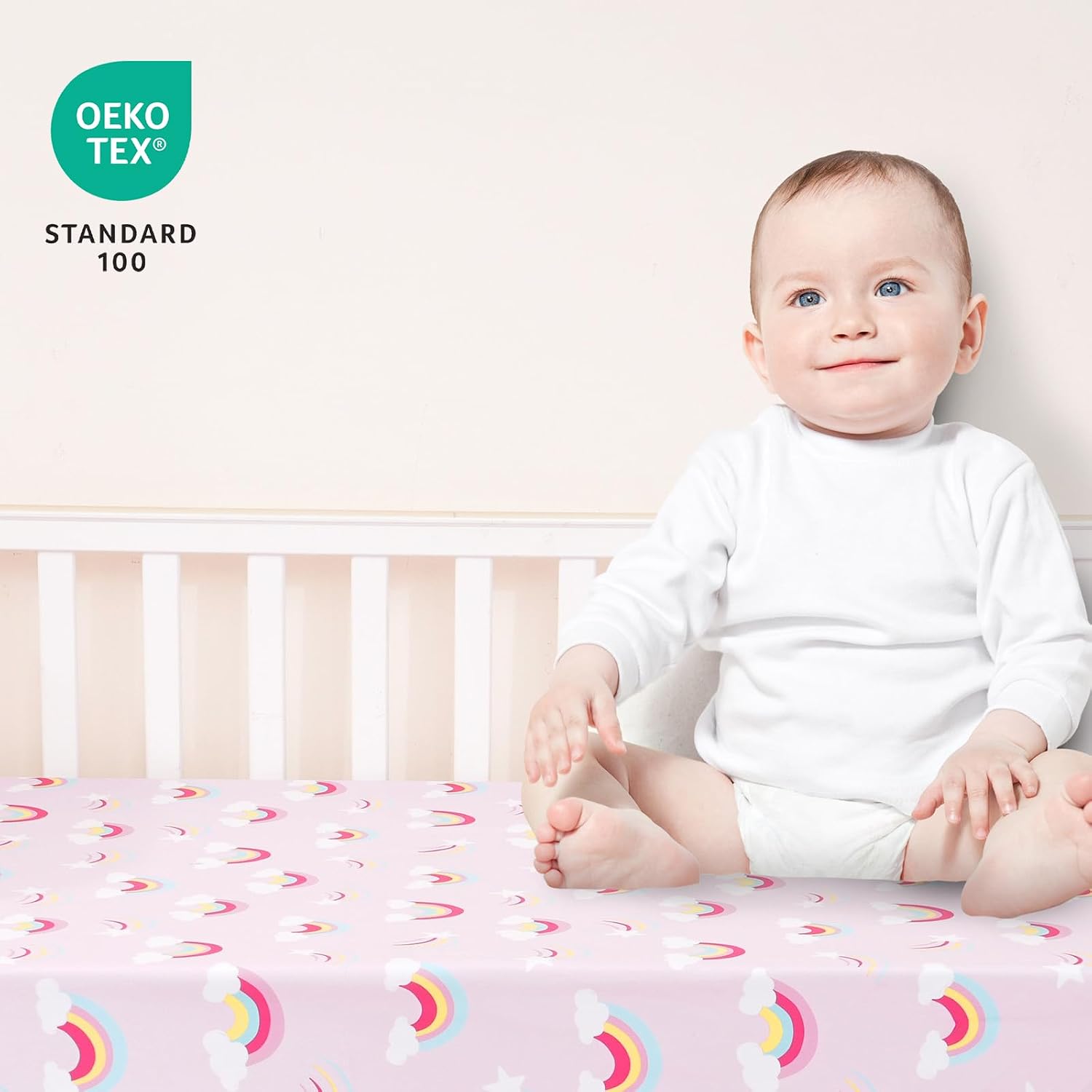 Detalle 2 de david's kids 3 Pack Mini Crib Sheets — breathable baby sheets