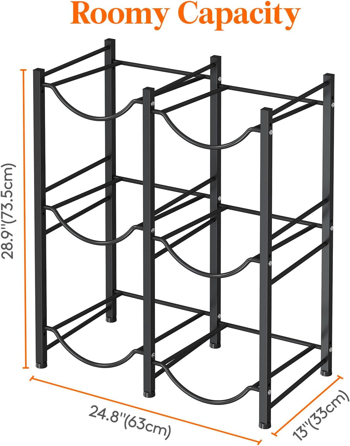 Detalle 2 de Lifewit Water Bottle Holder, 6-Slot Rack for 19L Bottles, Black Steel