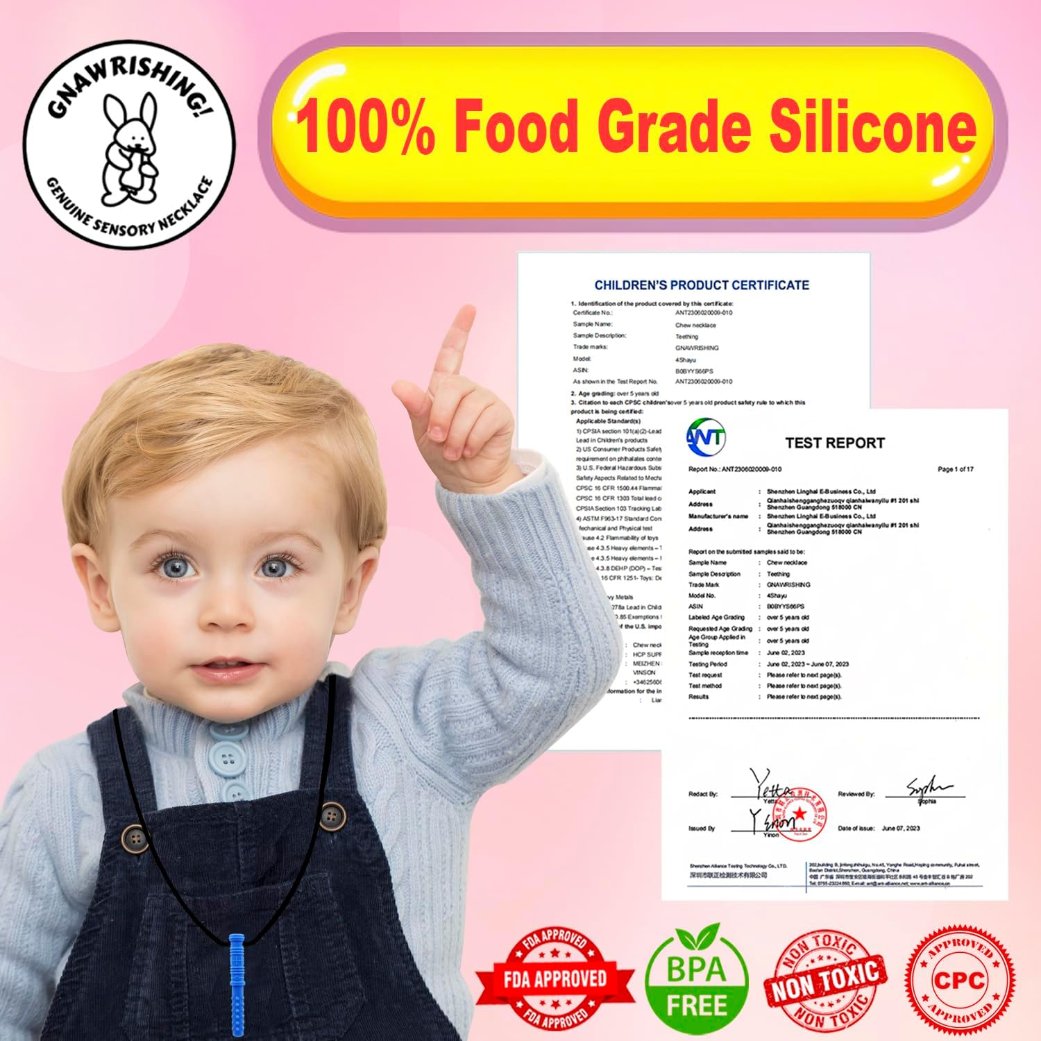 Thumbnail 1 de GNAWRISHING Chew Necklaces for Sensory Kids (8-piece silicone chewy necklaces)