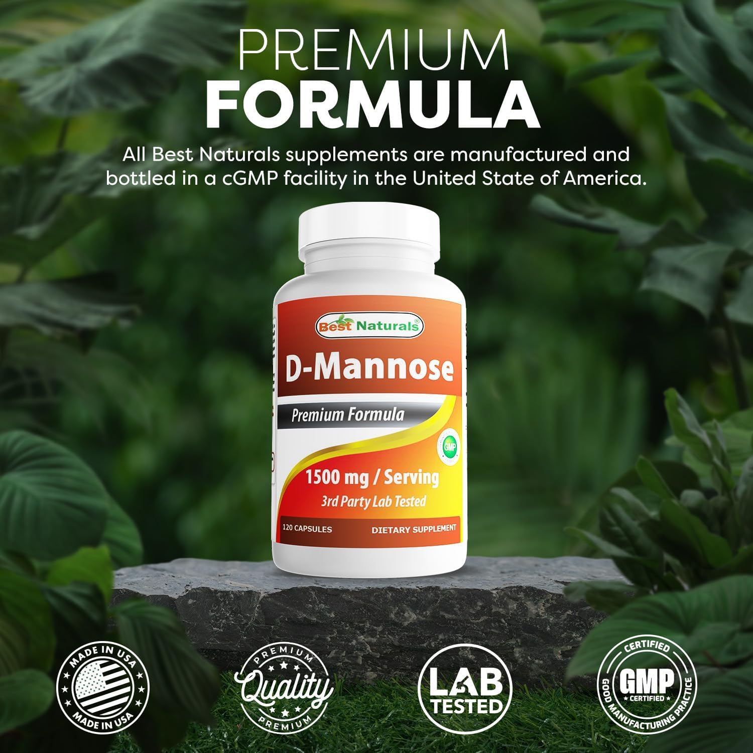 Detalle de Best Naturals D-Mannose Capsules, 120 Count