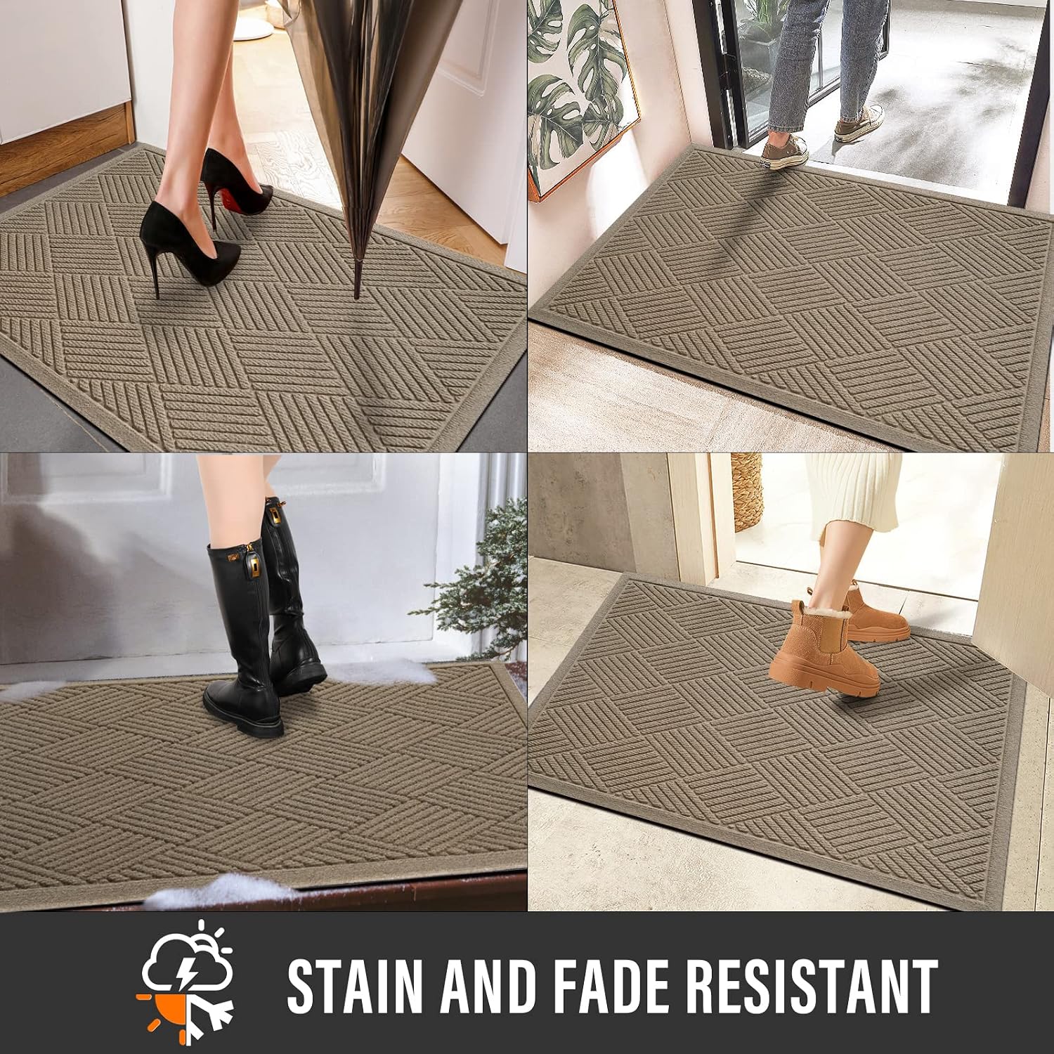 Detalle 2 de HIYARD 36×24 Beige Front Door Mat, Low-Profile with Non-Slip Rubber Backing