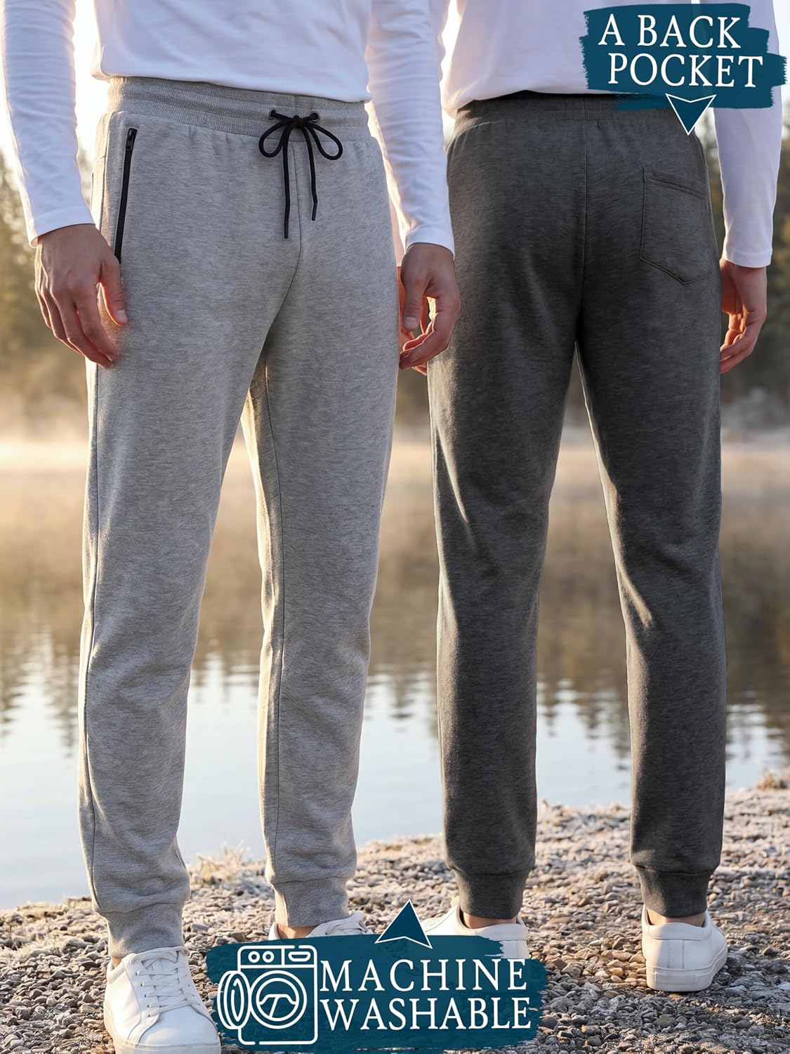 Thumbnail 3 de Loofure Men’s Fleece Sweatpants (3-Pack) Joggers with Zipper Pockets