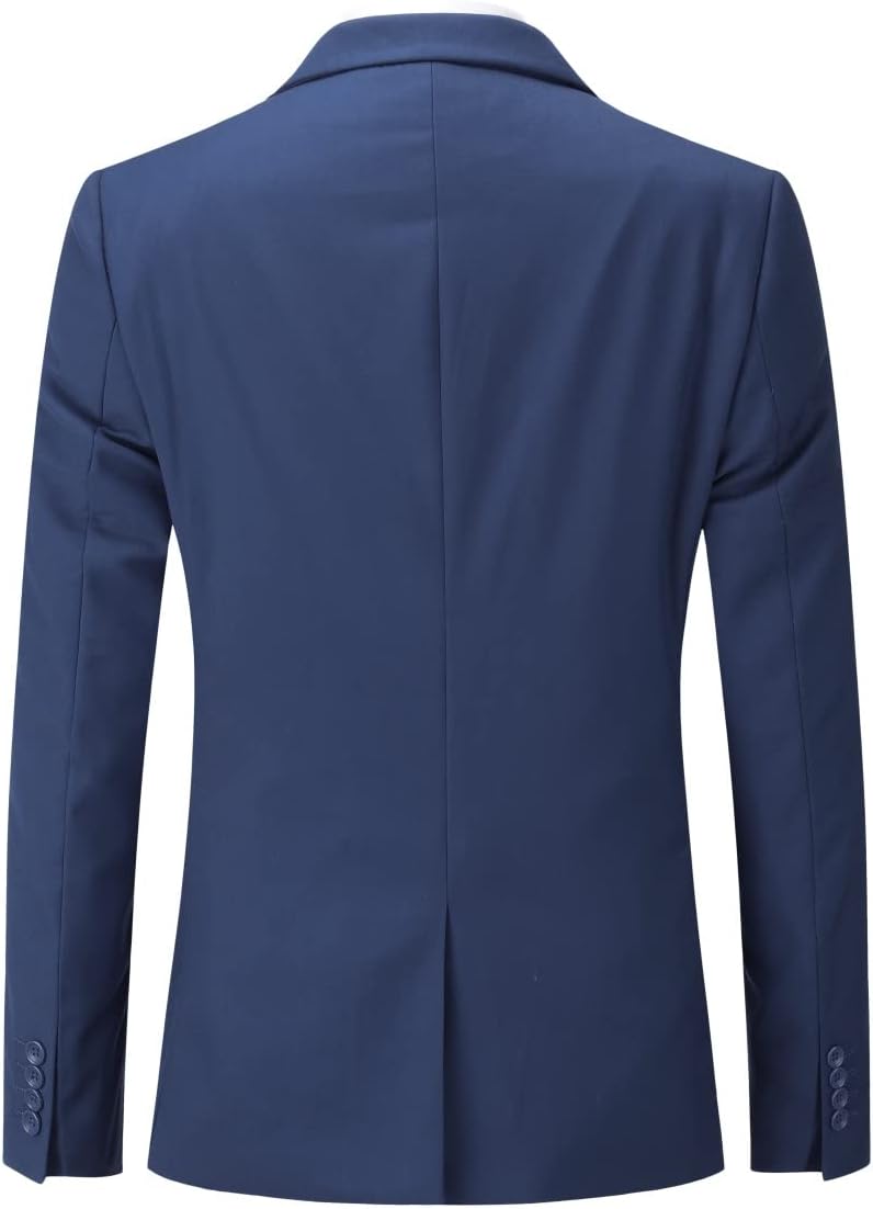 Detalle 2 de YOUTHUP Herren 3-teilig Slim-Fit Anzug (Einreiher) mit Weste, Sakko & Hose – 1-Knopf-Formellanzug für Business & Hochzeit