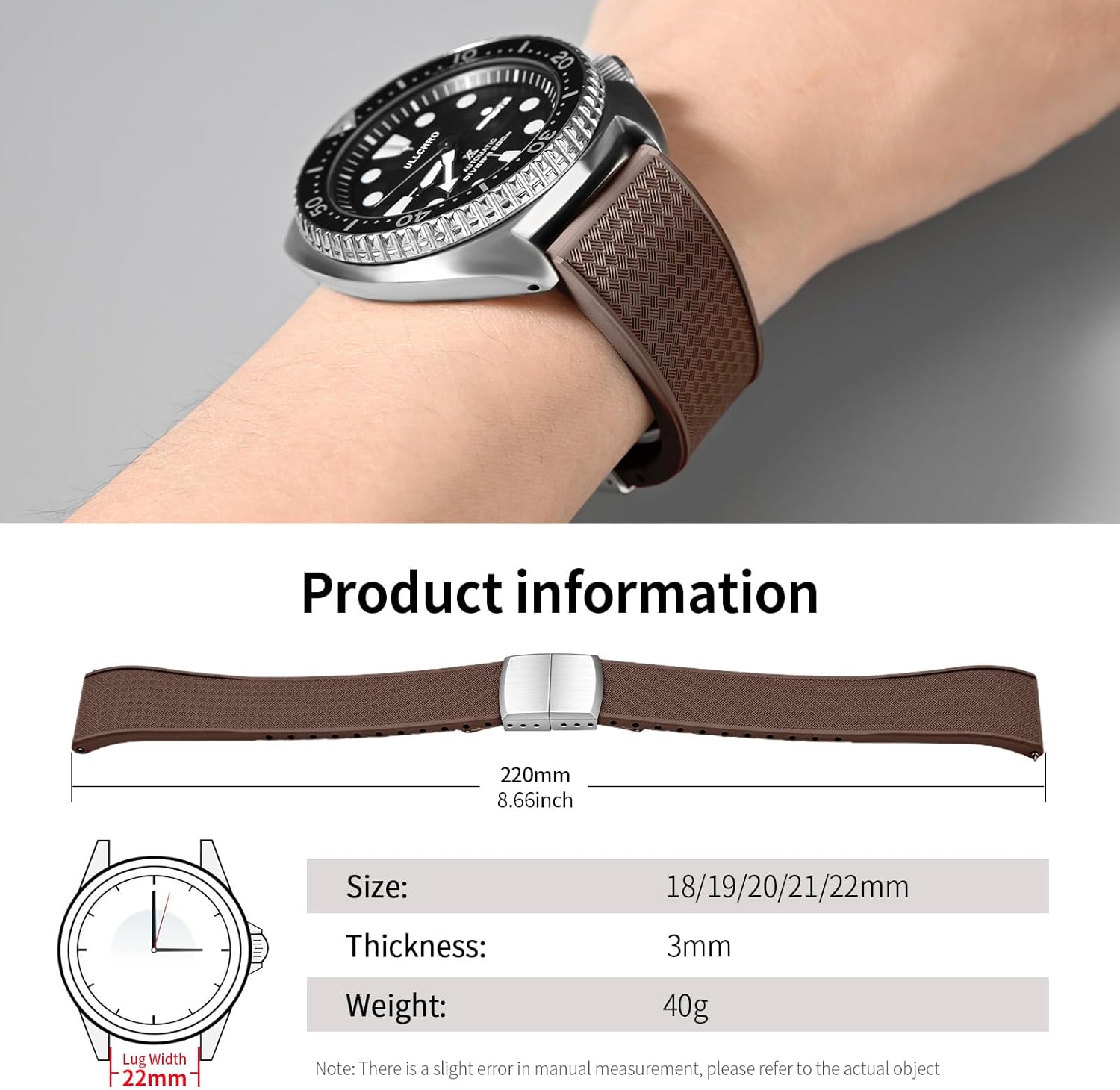 Thumbnail 5 de ULLCHRO Uhrenarmband aus FKM (Fluorkautschuk) mit Schnellverschluss – 20 mm & 22 mm