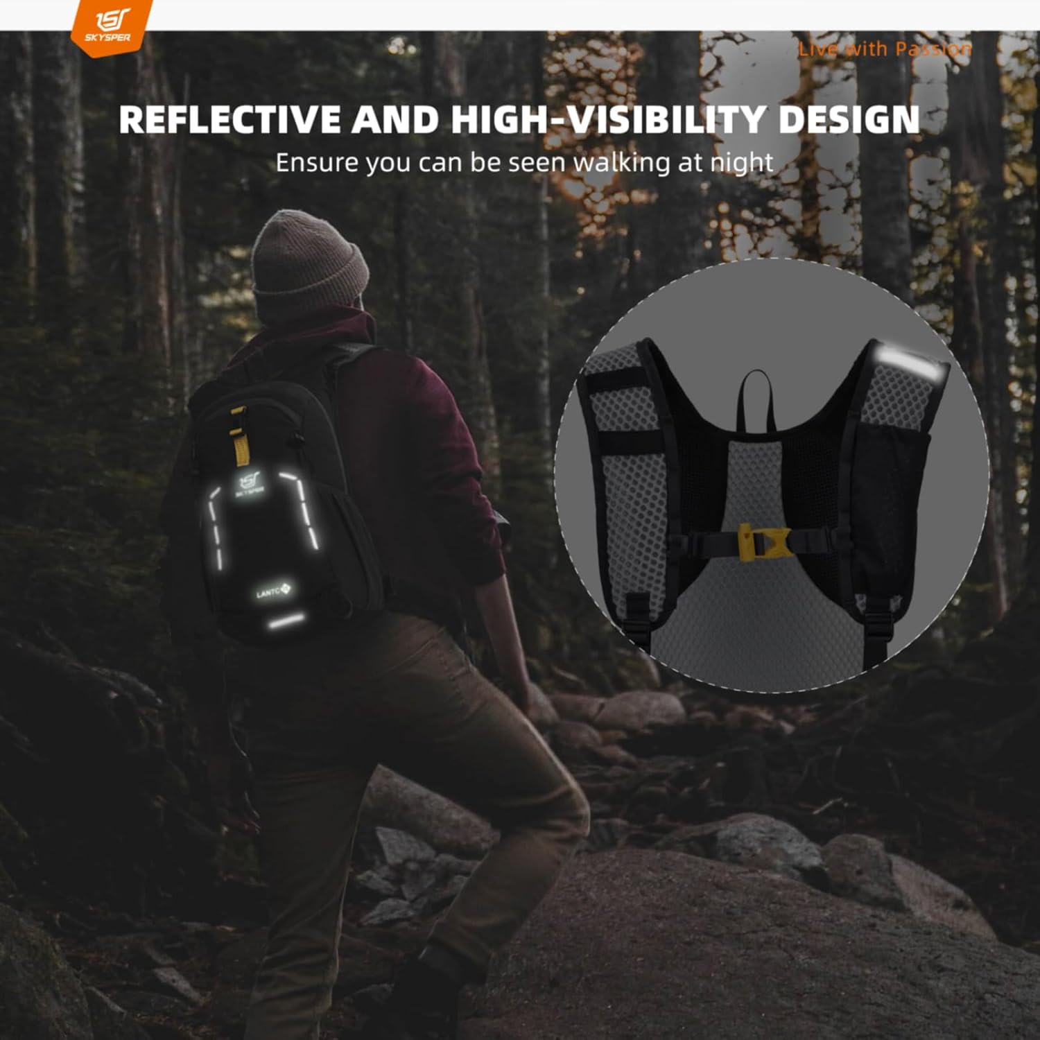 Thumbnail 4 de SKYSPER Wanderrucksack 15L – leichter Tagesrucksack für Herren zum Wandern, Tagesausflüge & Reisen