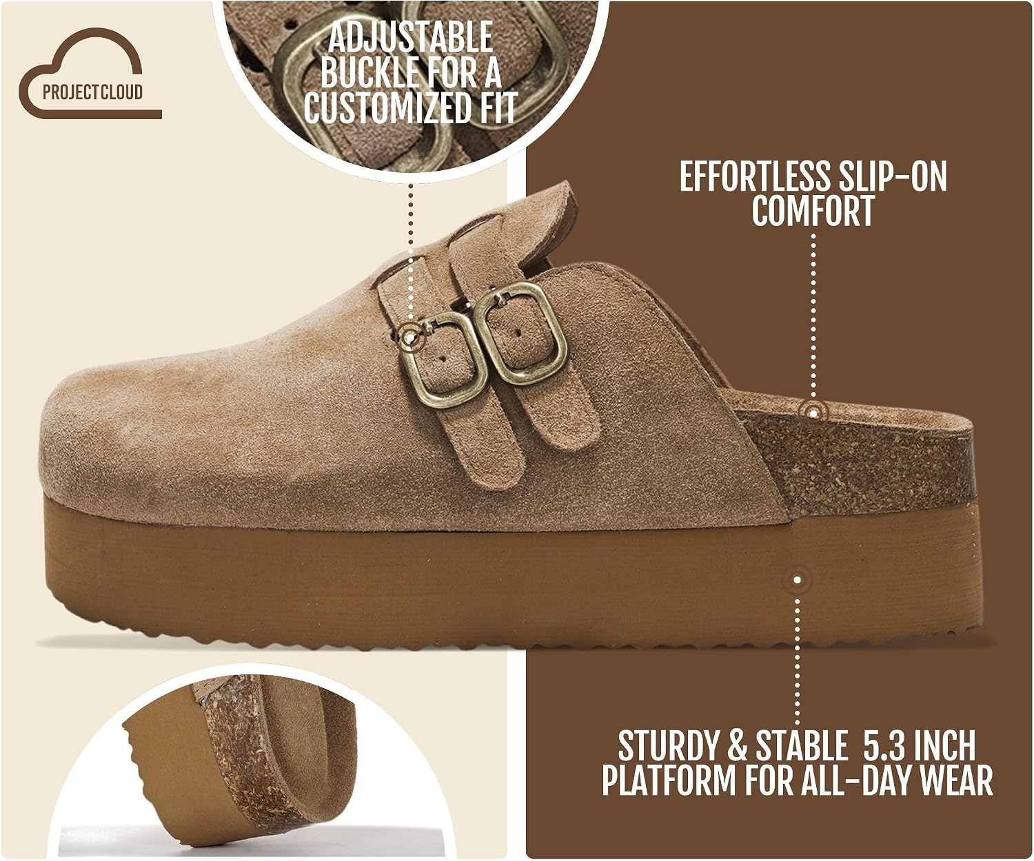 Detalle de Project Cloud Women's Platform Clogs in Genuine Leather