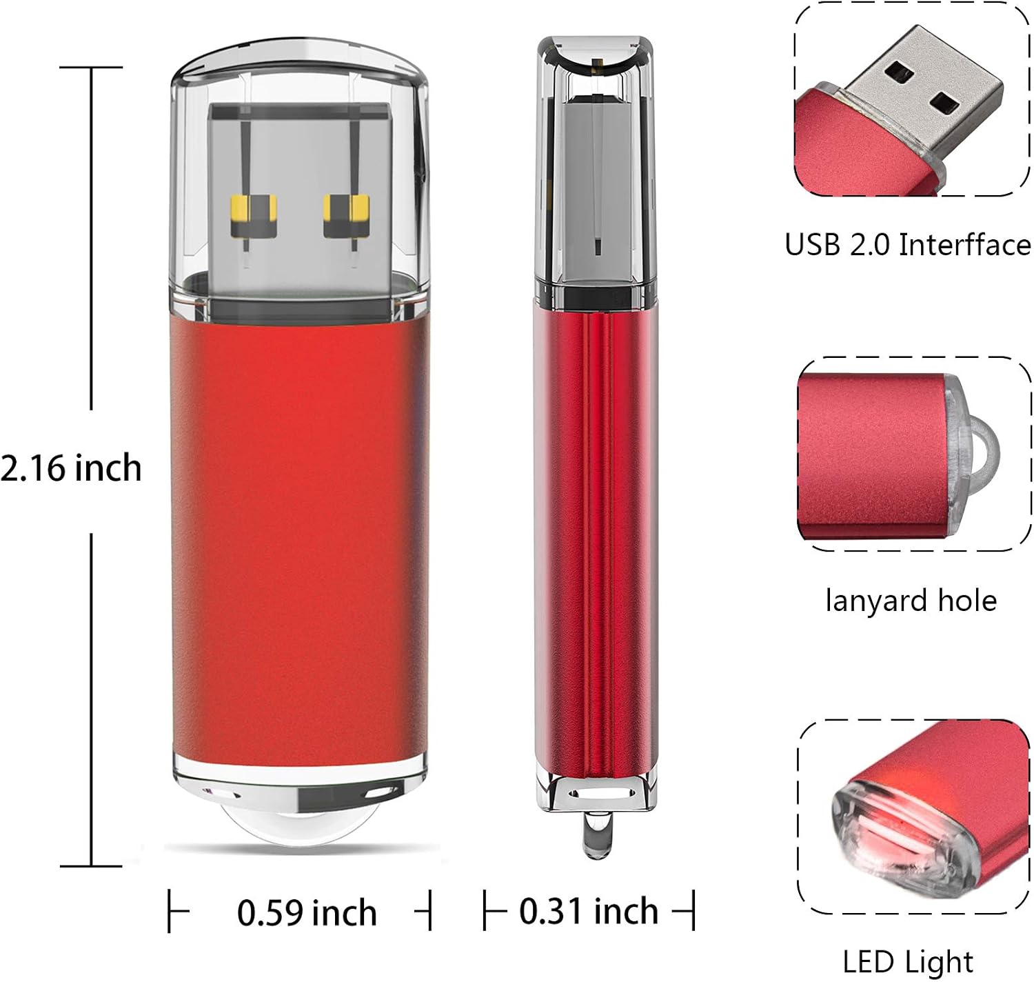 Thumbnail 5 de TOPESEL 5 Pack 2GB USB 2.0 Flash Drives