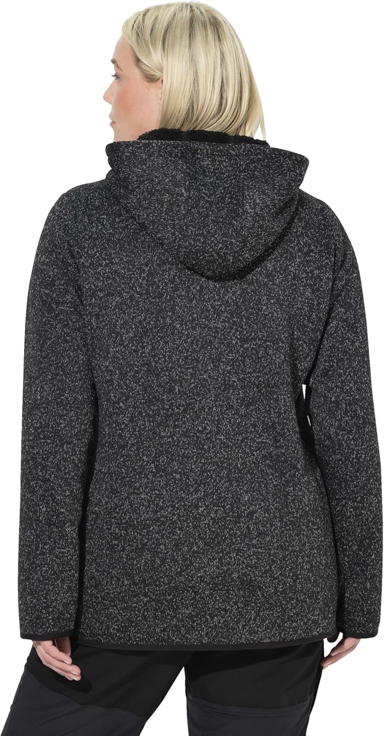 Detalle 2 de Ulla Popken Giacca di Maglia e Pile Teddy con Cerniera a cursore Doppio e Dettagli ad Alta Visibilità 812880