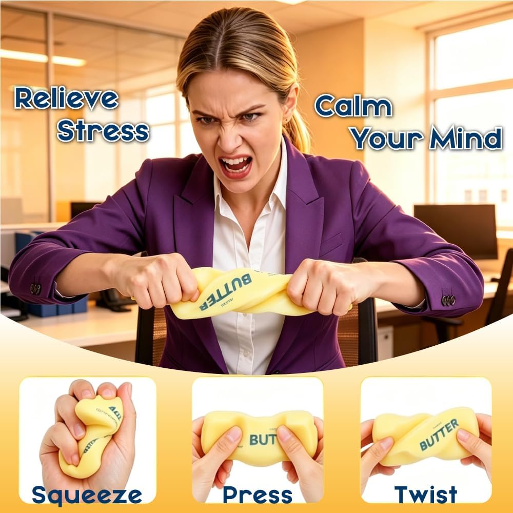 Detalle de Slow Rising Stress Butter Squishy Set of 2: Pocket-Size Squeeze Toys for Quick Reset