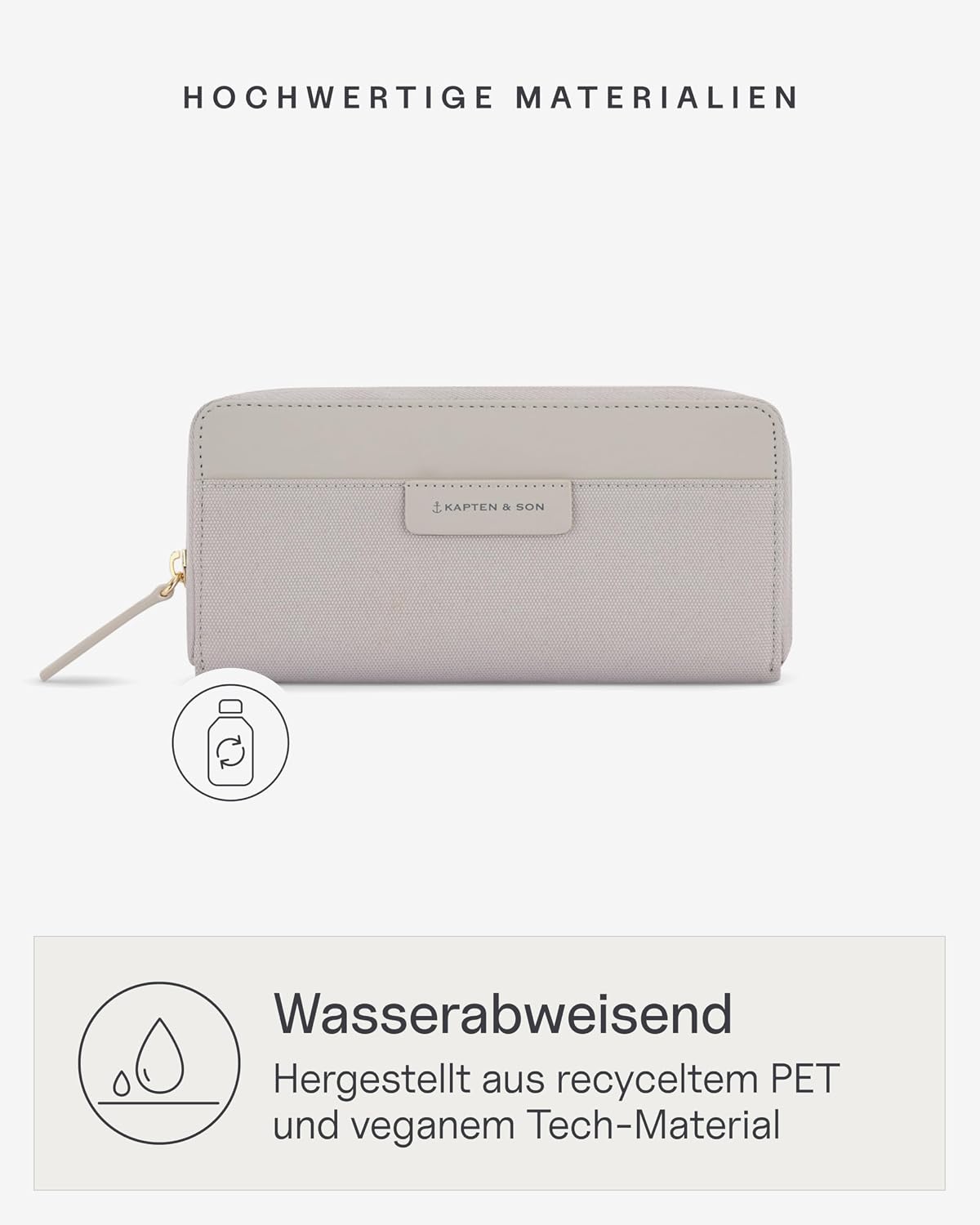 Detalle de Kapten & Son Bergen Pro Wallet Large – Geldbörse Damen Grau/Greige (10x20x3 cm) mit 14 Kartenfächern und Kleingeldfach