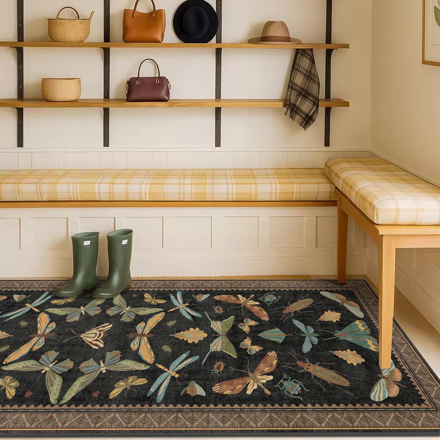 Thumbnail 2 de Hazo Haus Black Insect 2'6" x 12' Washable Runner Rug for Hallways, Kitchen & Entryway