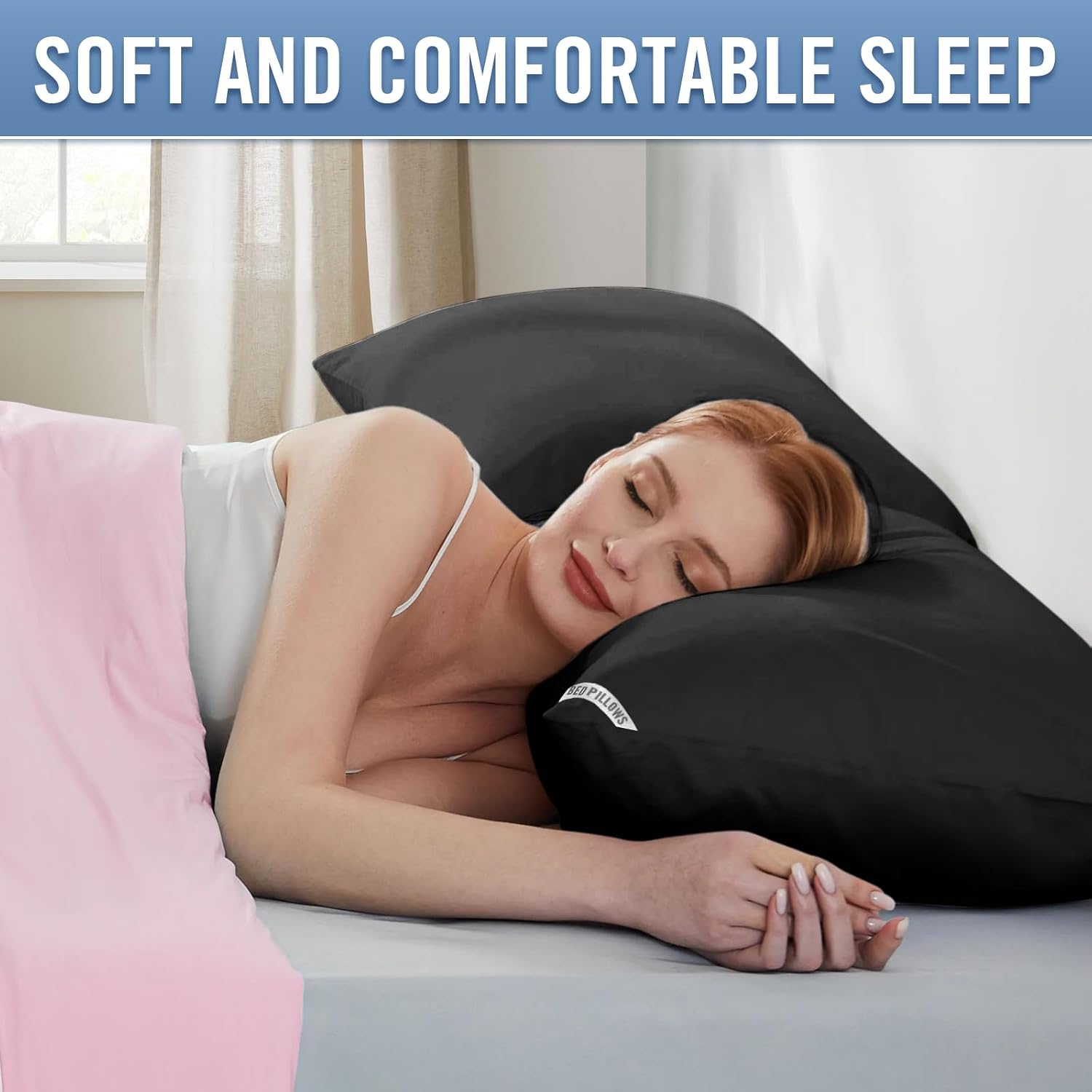 Thumbnail 4 de Piwaal Bed Pillows for Sleeping (2-Pack) — Standard Size Down-Alternative Pillows for Back, Stomach & Side Sleepers, Grey