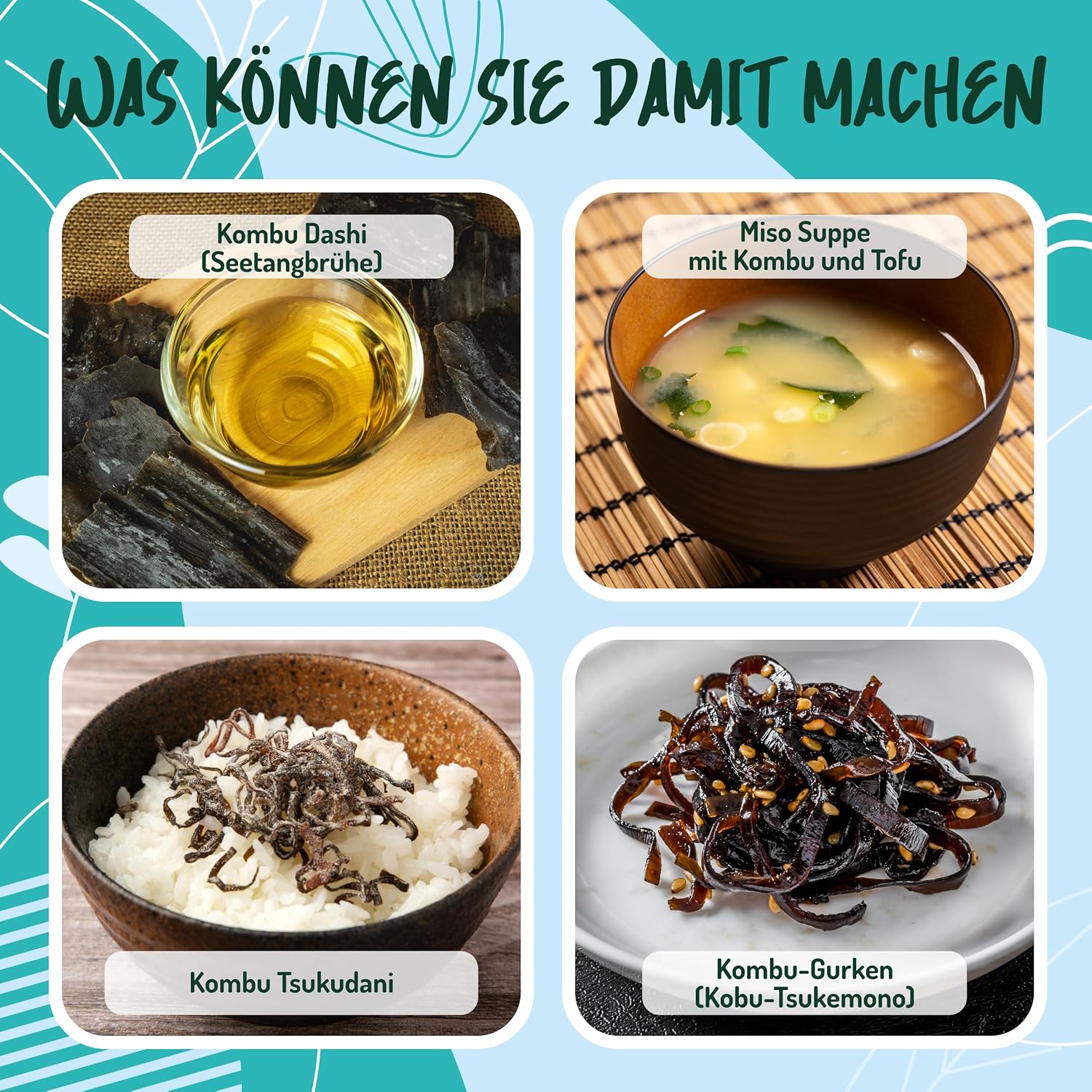 Detalle de Bio Kombu Algen Vegan – 40 g | Premium Bio-Kombu, sonnengetrocknet