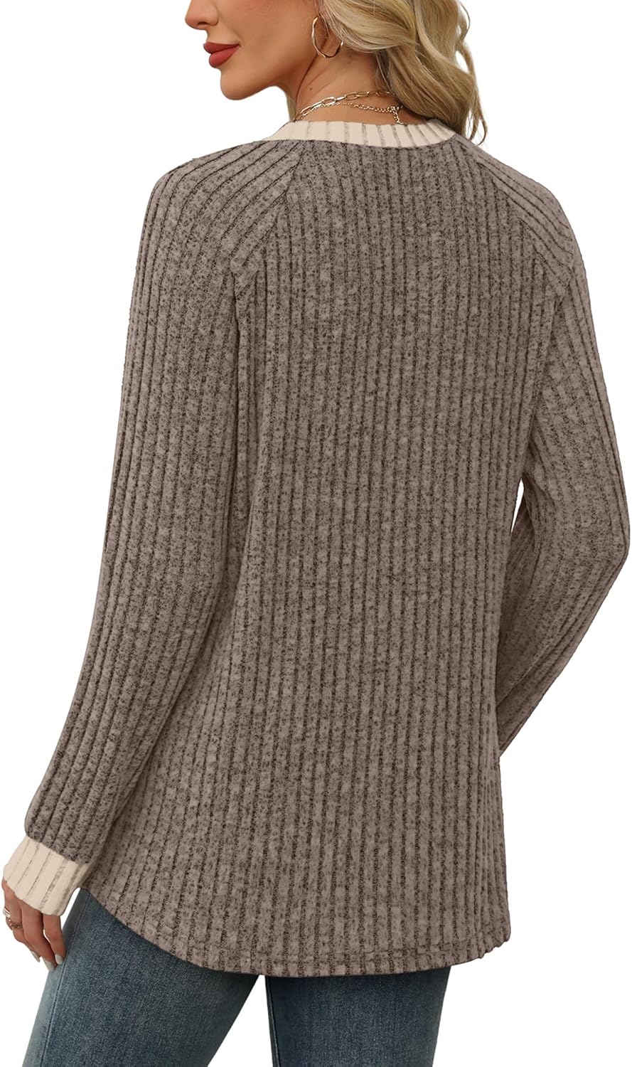 Thumbnail 4 de WIHOLL Long Sleeve Color Block Sweater for Women