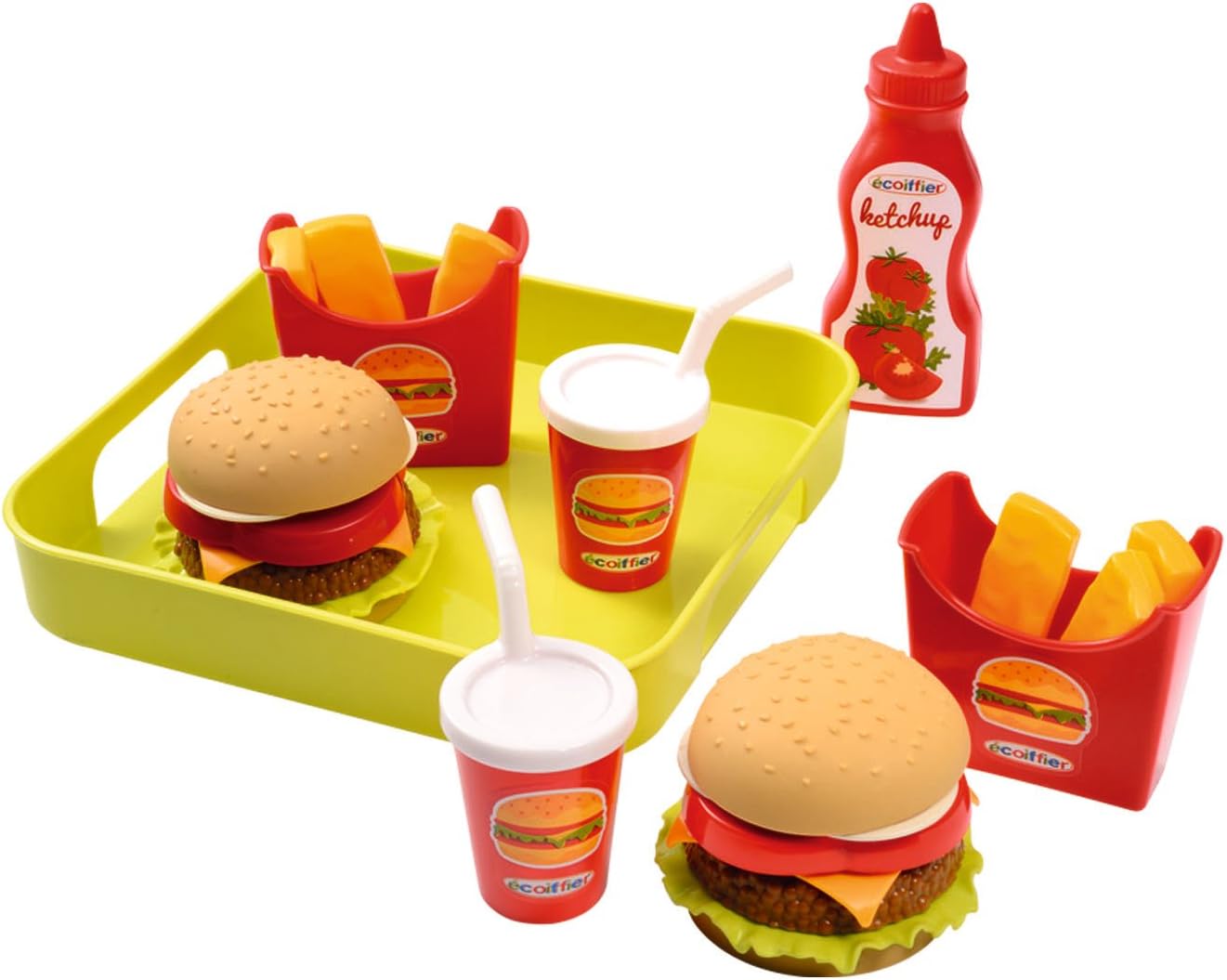 Jouets Ecoiffier – Plateau Hamburger 100 % Chef – Impressions d'aliments pour enfants (Noir)