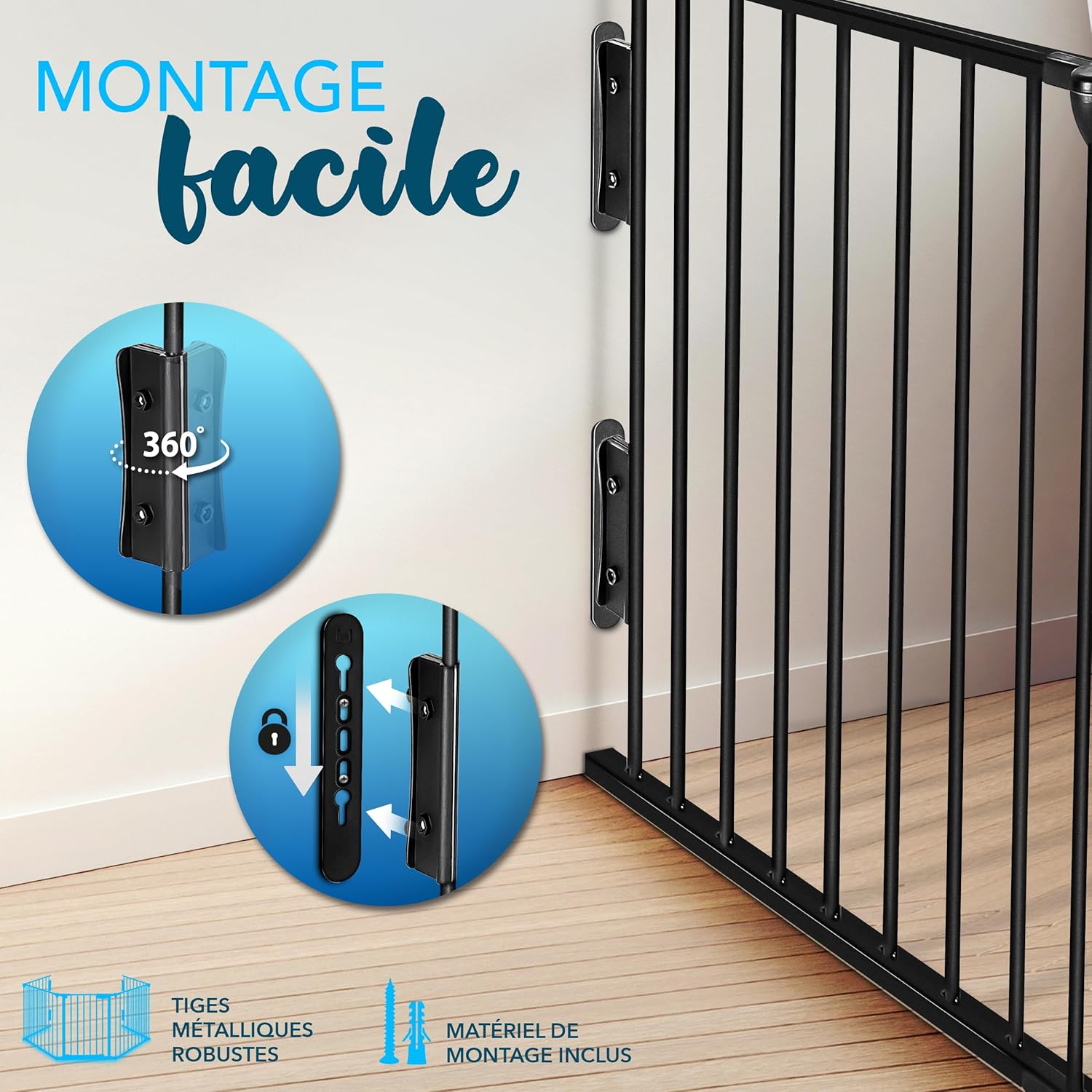 Thumbnail 2 de KIDUKU Barrière de sécurité Enfant Grande Version 420 cm – Grille de Protection métallique pliable avec porte