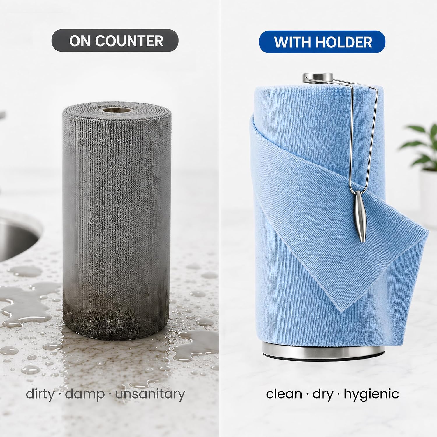 Detalle 2 de Veco 80pc-ST-Blue Microfiber Cloth Roll, 80 Count, 12" x 12" with Holder