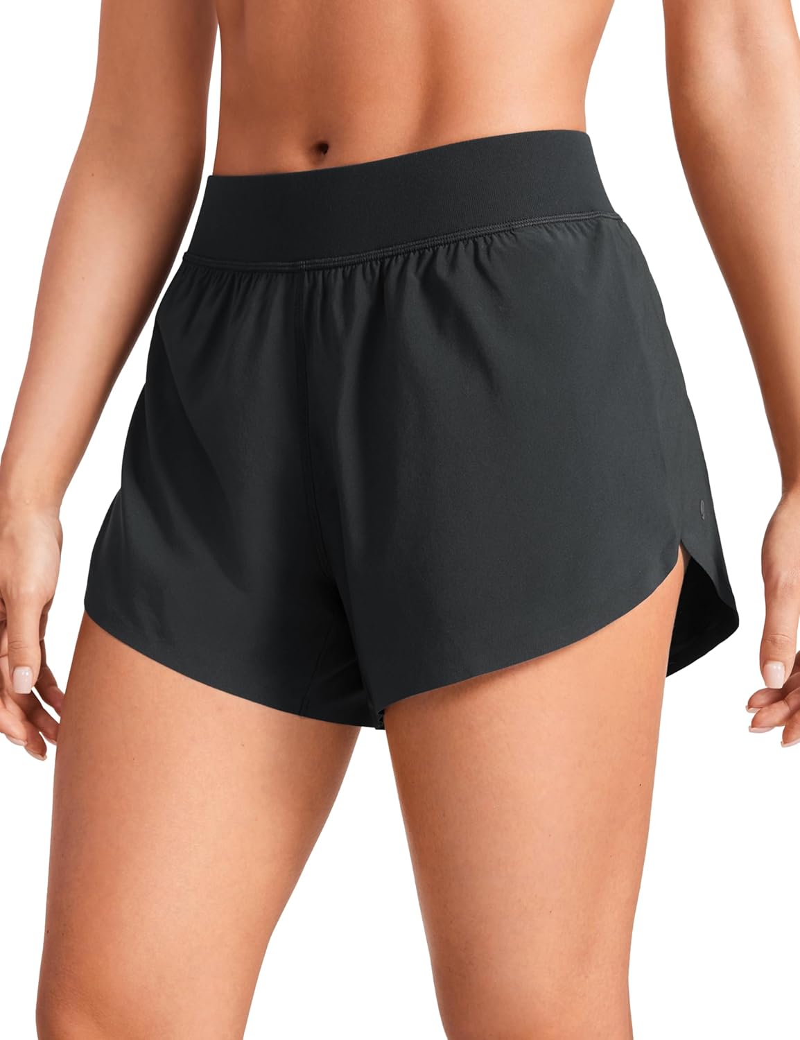 Detalle de CRZ YOGA Femme Short de Course à Taille Moyenne avec Fentes Latérales – Léger et Respirant