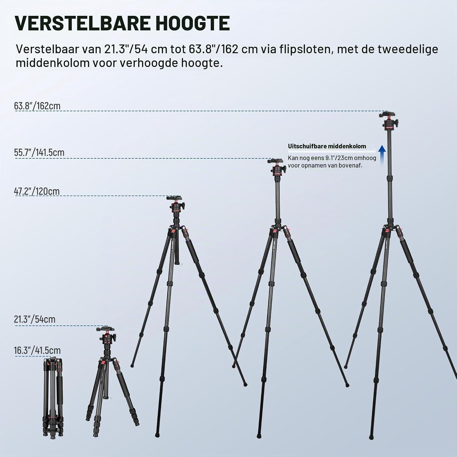 Detalle de NEEWER BASICS TP17B reisstatief-monopod van koolstofvezel, tot 64 inch
