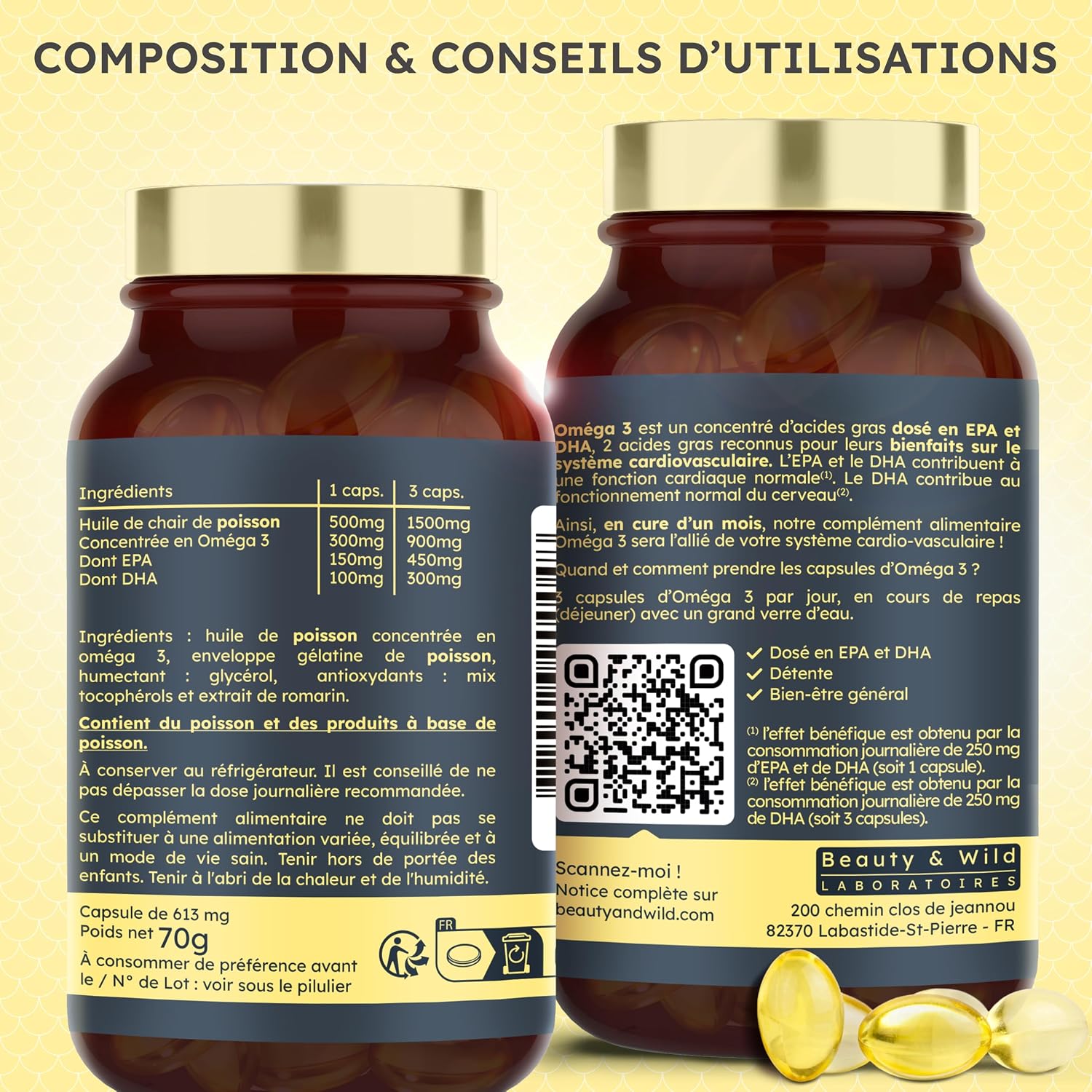 Thumbnail 6 de Capsules d'Oméga 3-2000 mg d’Huile de Poissons Sauvages – Santé du Cœur et du Cerveau