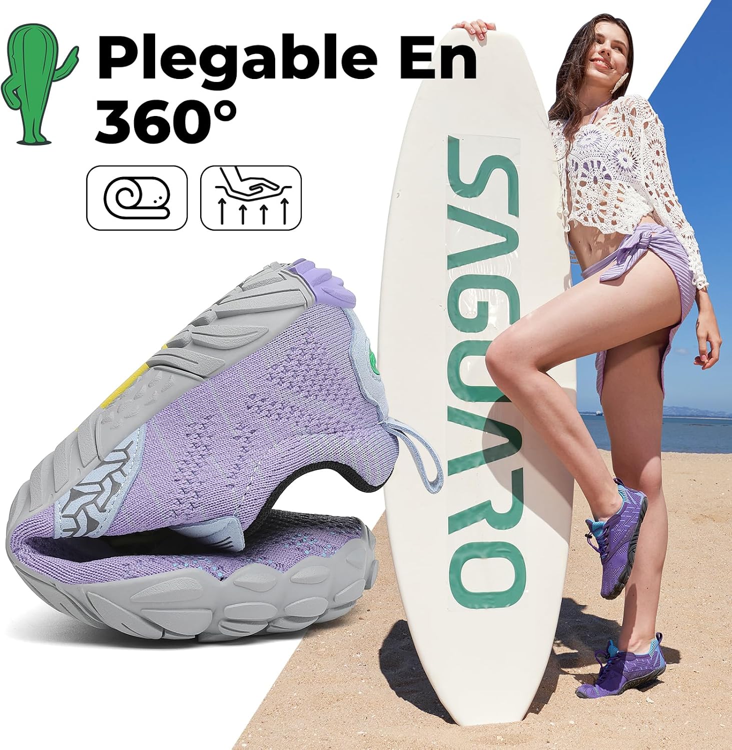Detalle de SAGUARO Scarpe Barefoot Minimaliste per Trail – 5 dita, suola zero drop (Taglie 36–48)