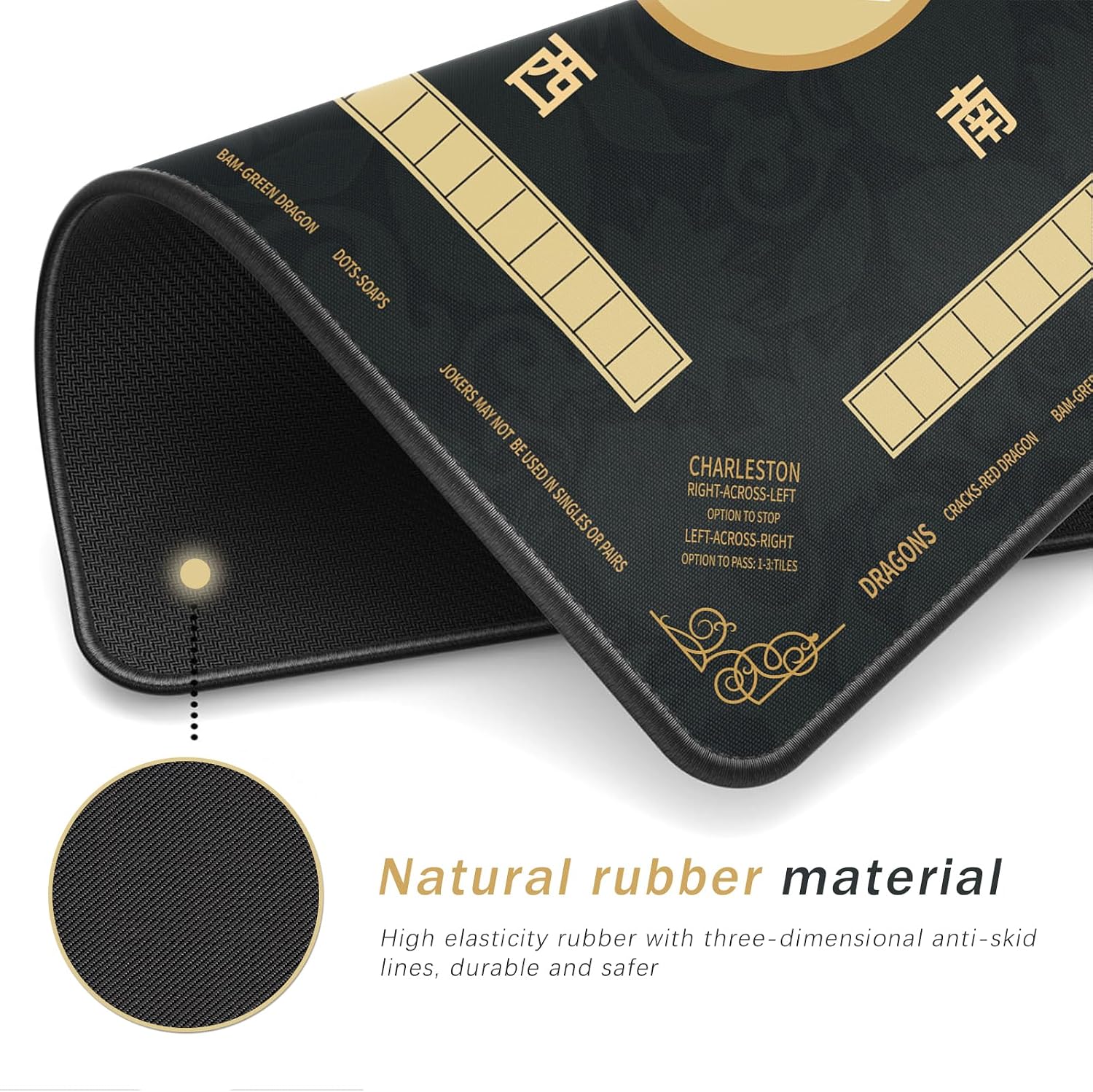 Detalle de 2F22E Mahjong Mat: Non-Slip, Noise-Reducing Gaming Surface (32.4x32.4 Inches)