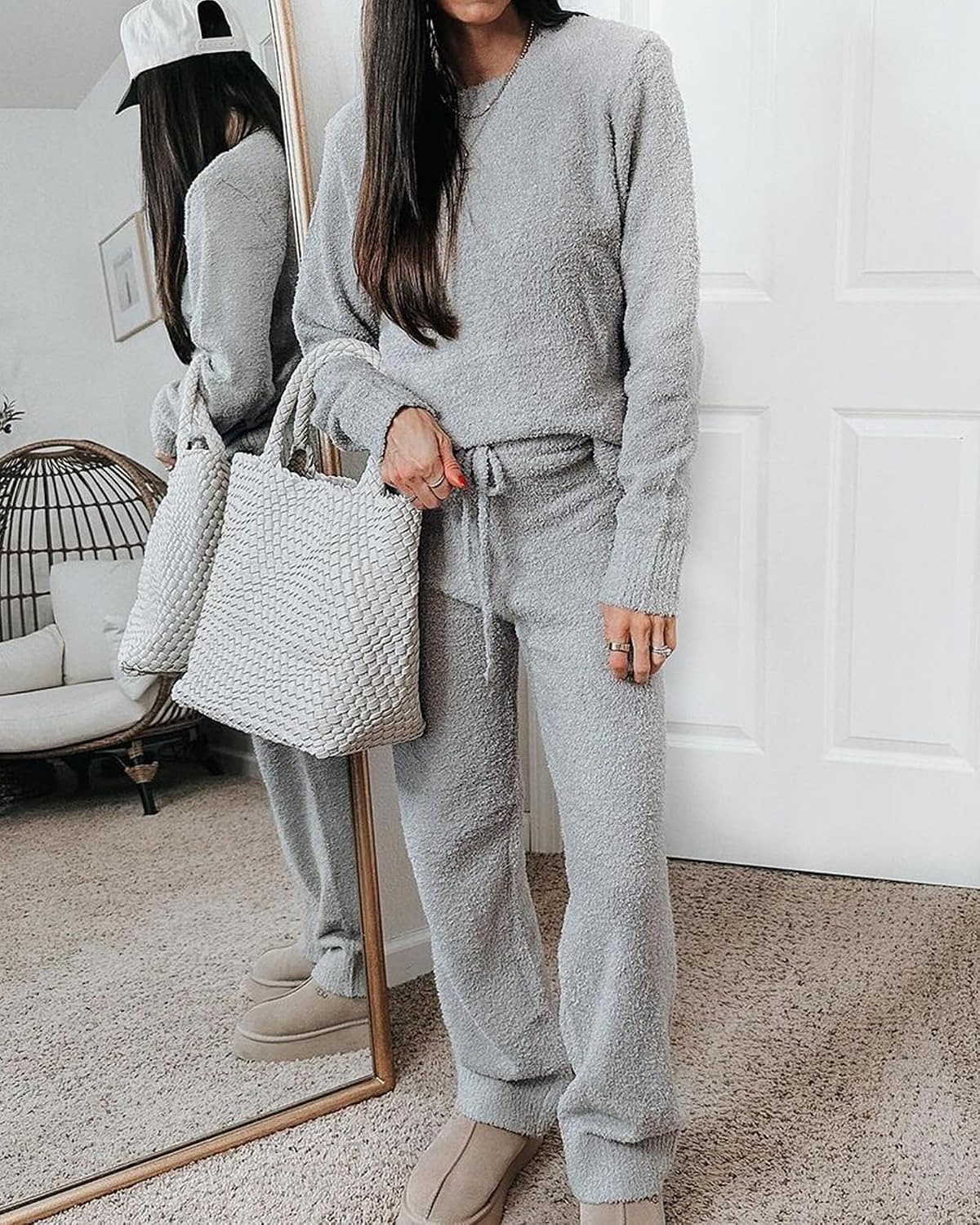 Detalle 2 de luvamia Women's Casual Pajama Set fuzzy fleece loungewear