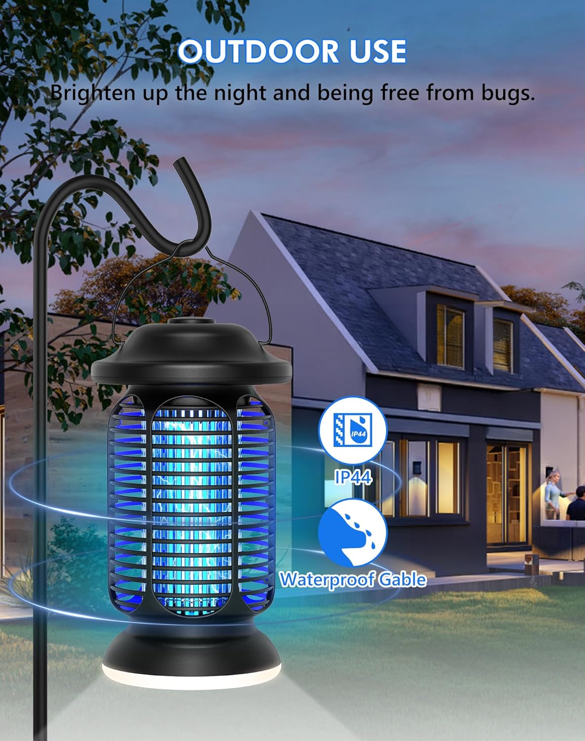 Thumbnail 2 de Lampe Anti Moustique 20W, 4000V – Piège Mouches Électrique IPX4, LED intégrée