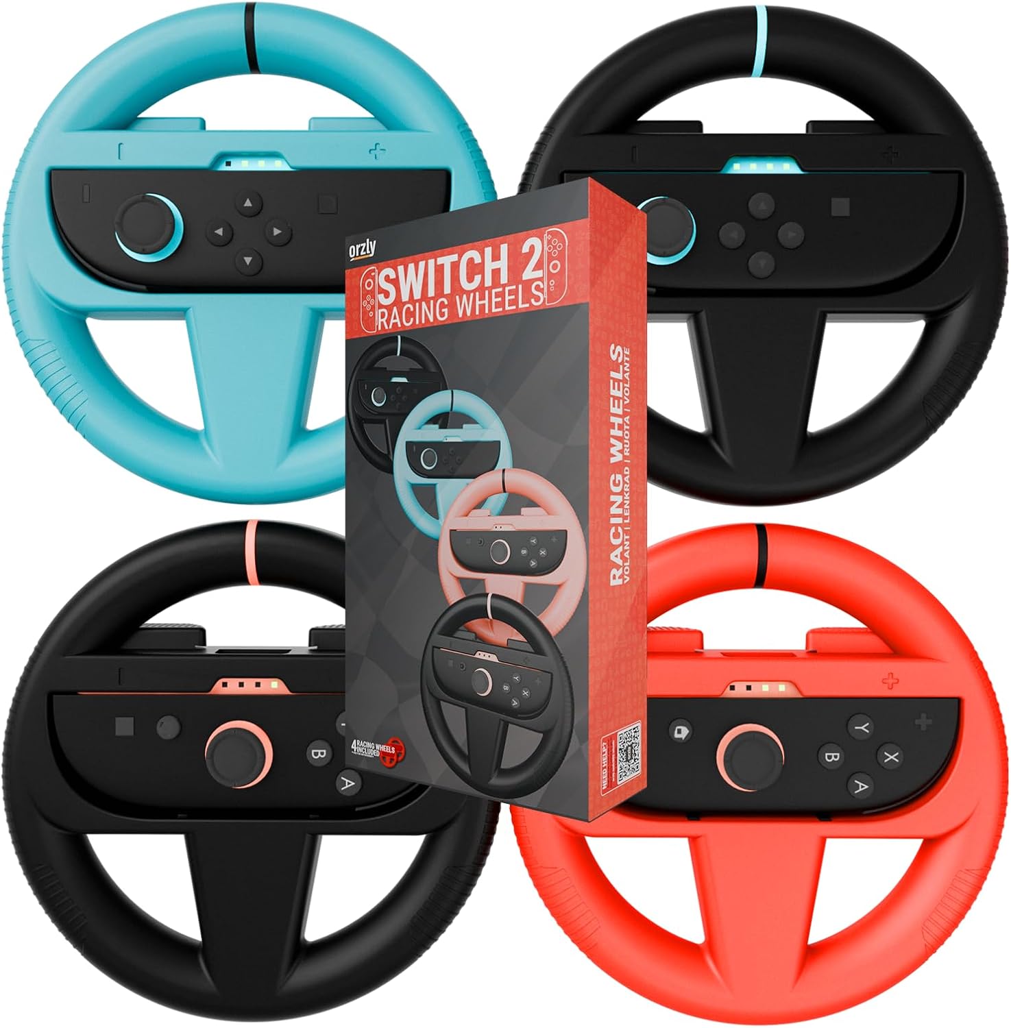 Detalle de Orzly Racing Steering Wheels Party Pack (4 Joy-Con attachments) for Switch 2 (2025)