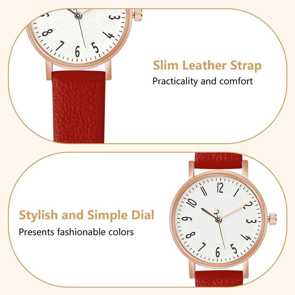 Detalle 2 de OFFCUP Orologio da Donna analogico al quarzo con cinturino in pelle e movimento a tre lancette