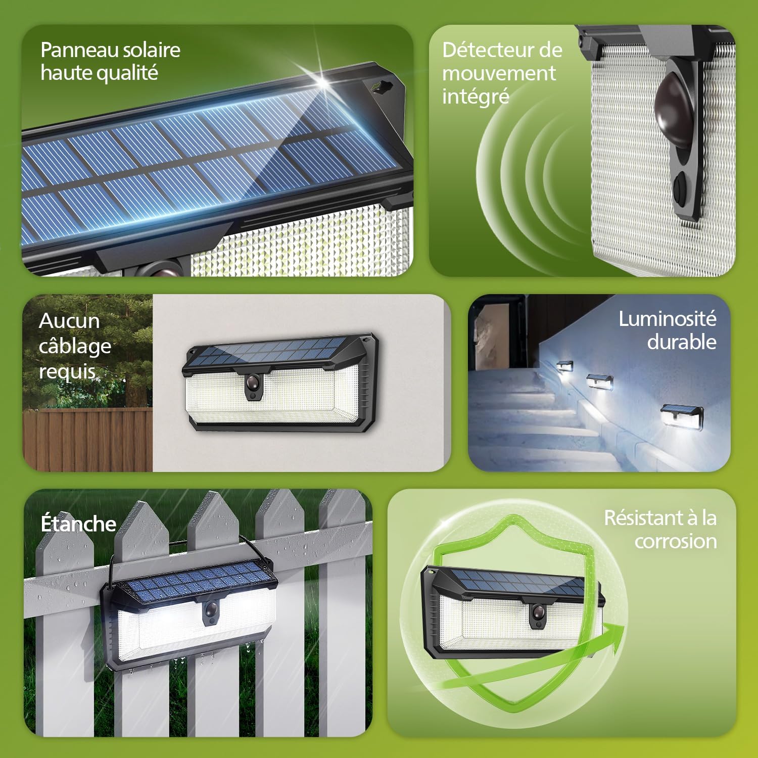 Thumbnail 1 de Philips Lampe Solaire Extérieur avec Détecteur (258 LED, 3 modes, étanche) – Lot de 2 pour jardin, clôture et garage