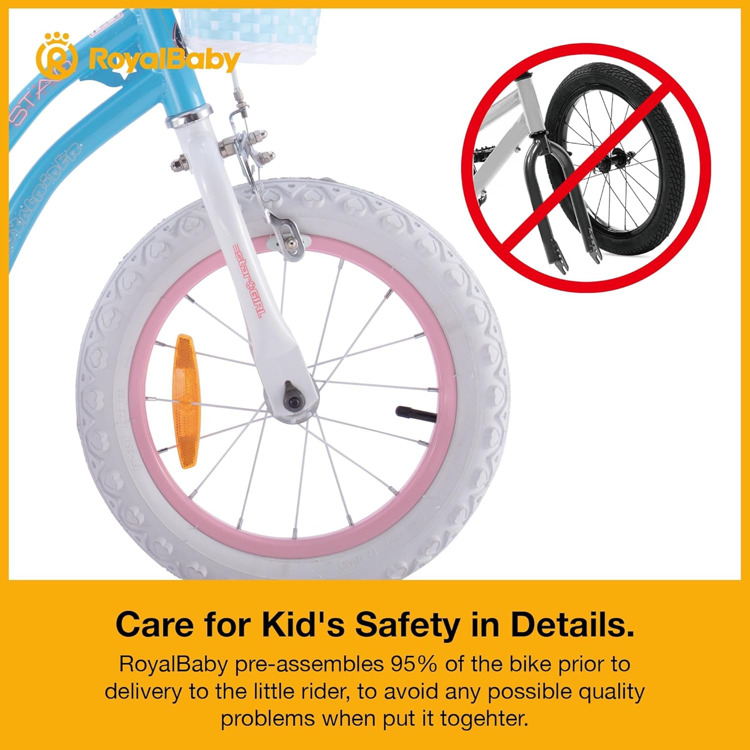 Thumbnail 5 de RoyalBaby Stargirl 14-Inch Kids Bicycle with Training Wheels, Adjustable Seat & Basket (Blue)