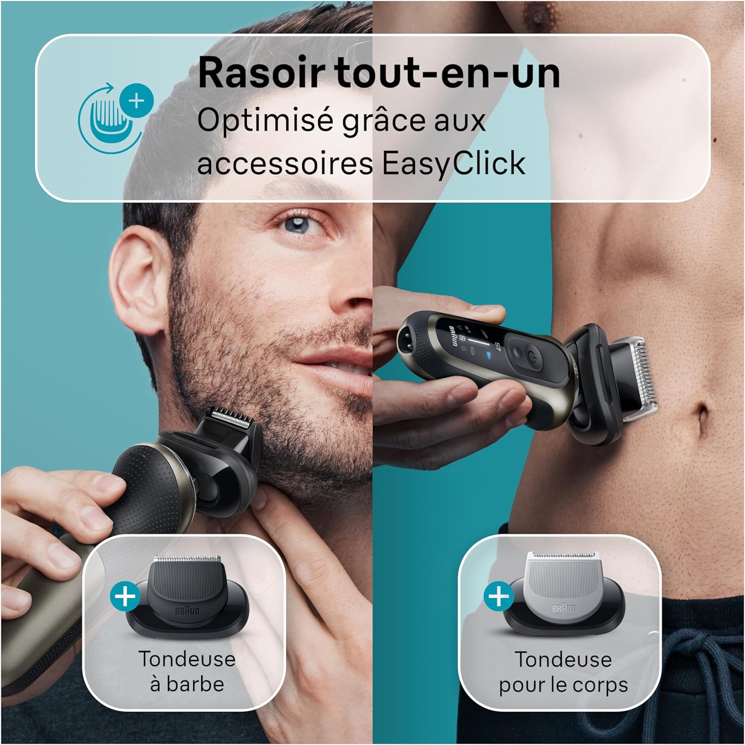Detalle de Braun Series 7 Rasoir Électrique Homme avec station SmartCare – turbo, 360° et accessoires EasyClick