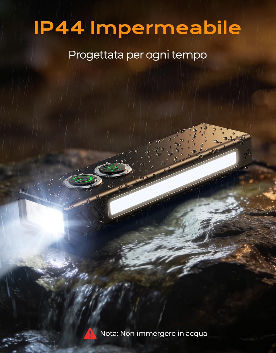 Thumbnail 6 de Babacom 1300lm Torcia LED Ricaricabile: 7 Modalità, UV e COB, IP44, Base Magnetica