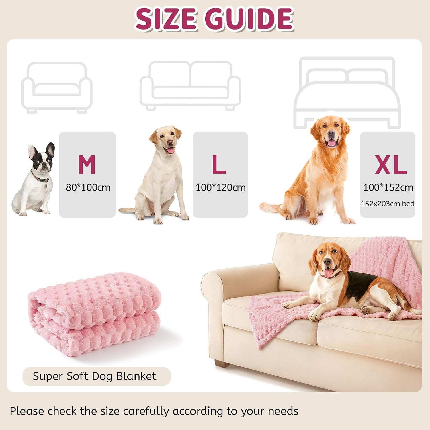 Thumbnail 6 de Baodan Dog Blankets Washable Soft Fleece (120x100 cm) – Cozy, Washable Pet Throw for Dogs and Cats