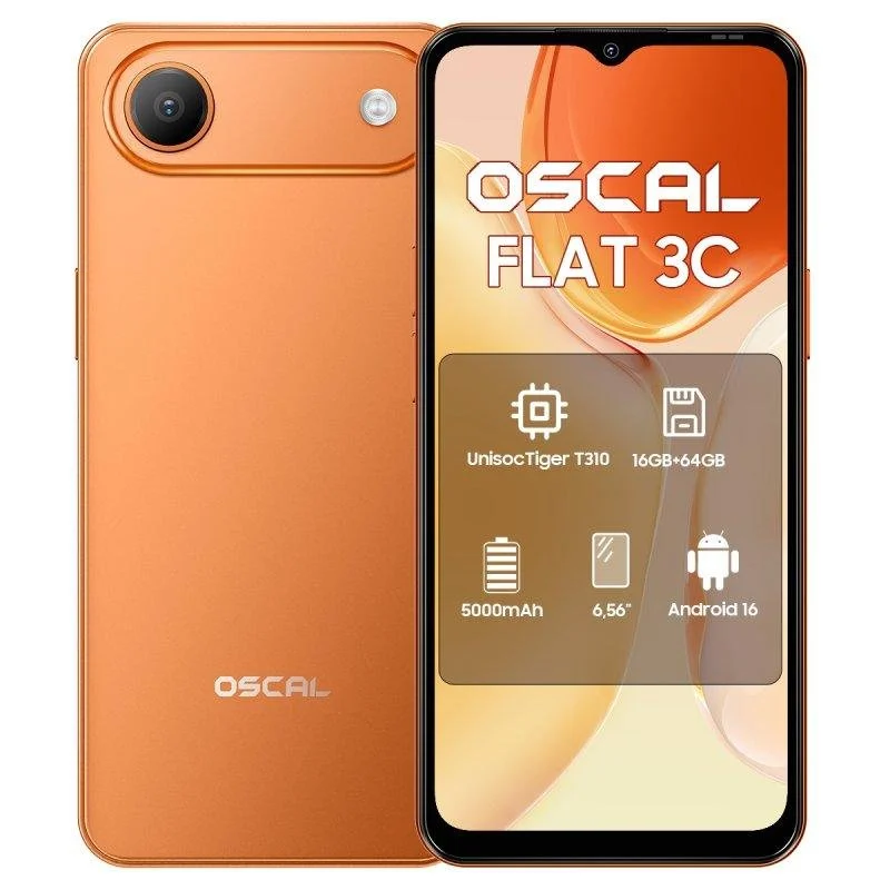 Detalle de OSCAL Flat 3C 4G 4GB 64GB 6.56" Naranja