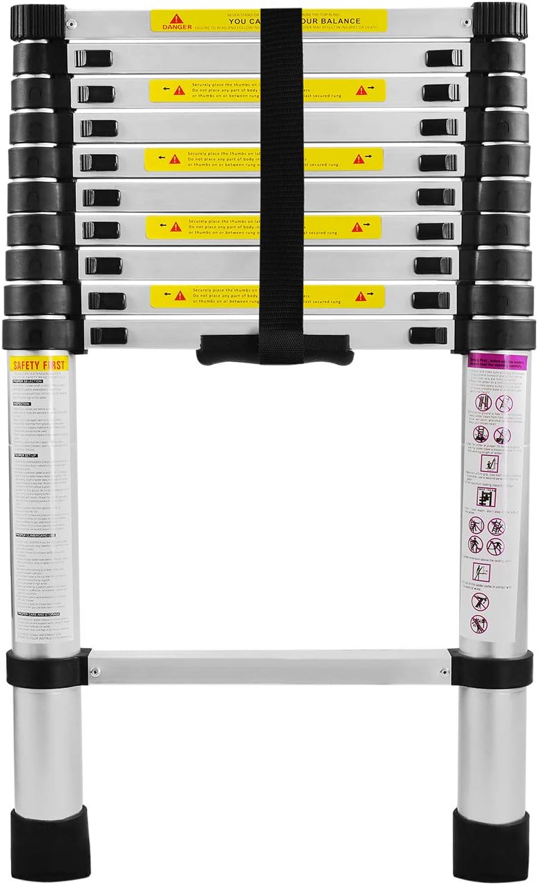 Detalle de LZQ 3.2 m Aluminium Telescopic Ladder, 11 Steps, 150 kg Capacity