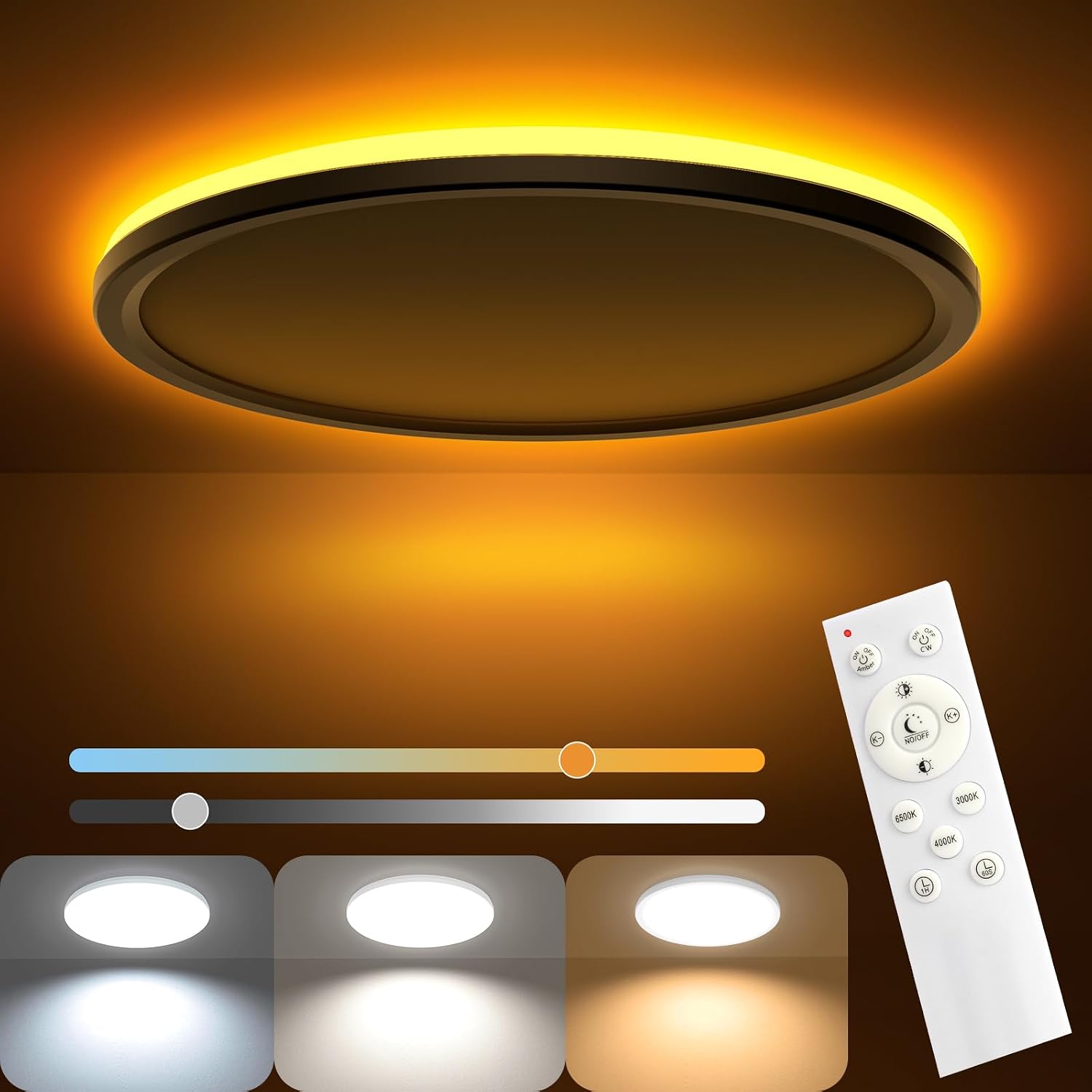 Detalle de AmazeFan LED Deckenleuchte Dimmbar 24W 2400LM Weiß